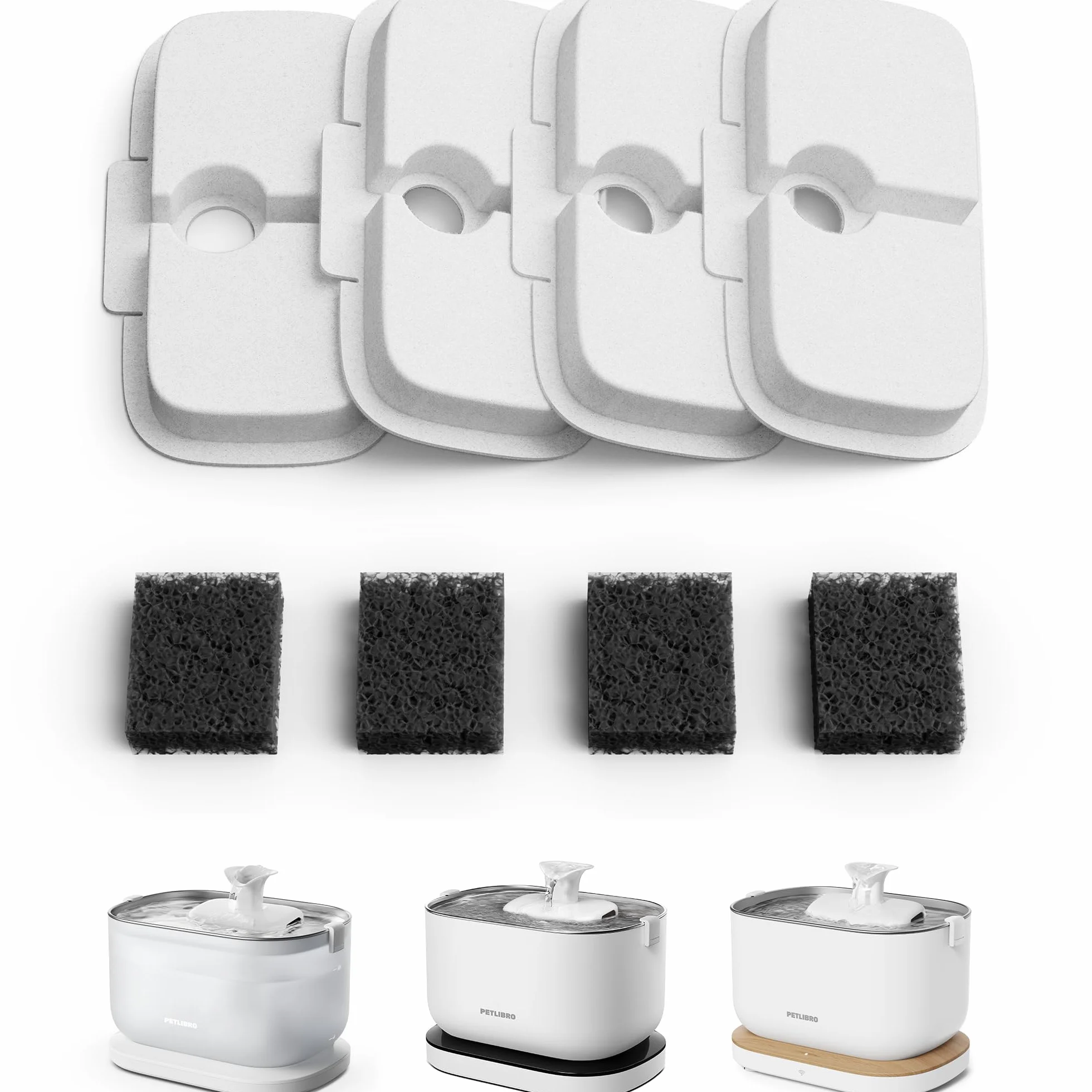 PETLIBRO Filtro Fontanella per Gatti, 4 Filtro di Ricambio per Fontana per Gatti Dockstream PLWF005, PLWF115, PLWF105, Filtro con Filtrazione Verticale per Fontanella Gatto Fontana Gatto