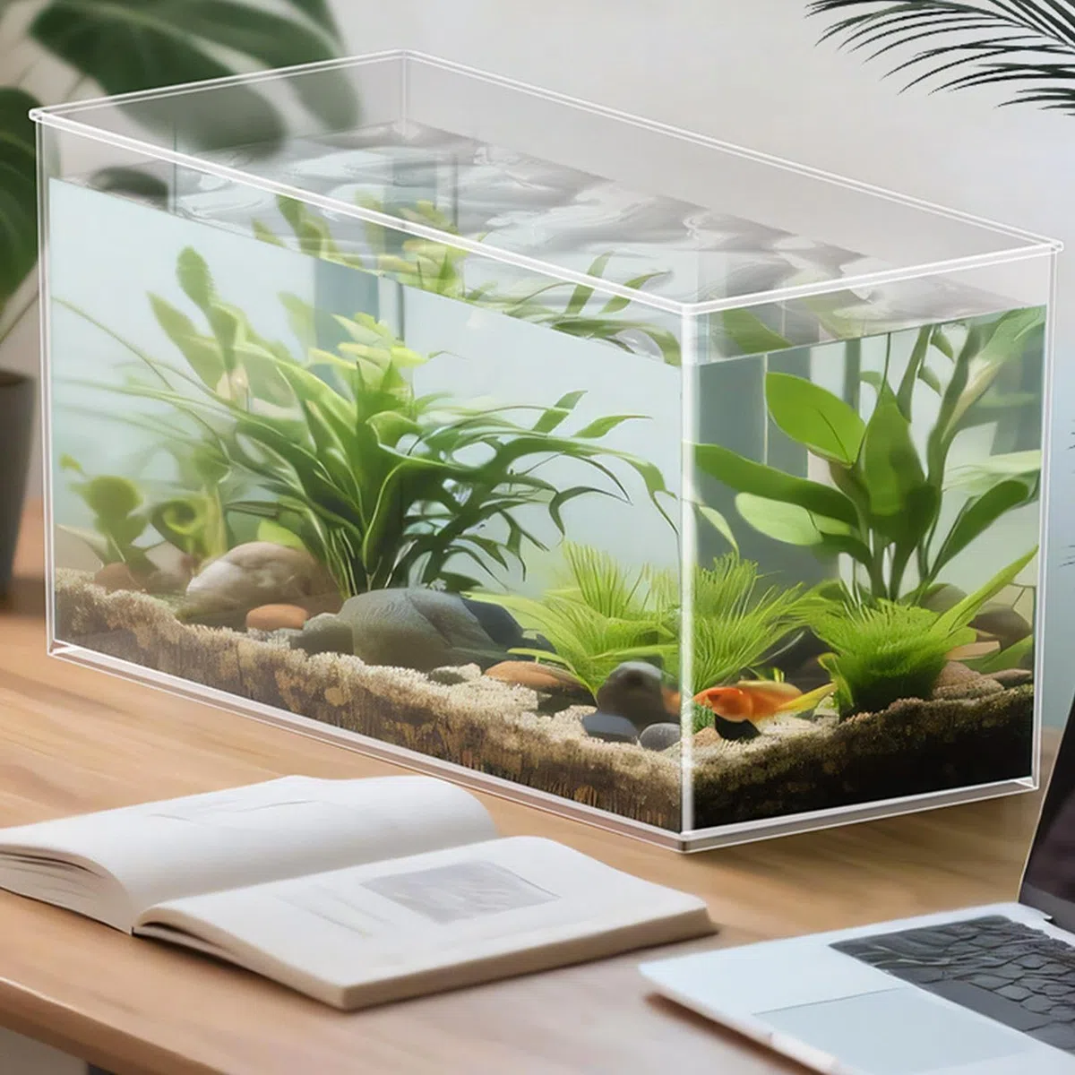 Acquario Senza Cornice - Vasca Per Pesci In Vetro Extra Trasparente, Mini Habitat Per Granchi, Terrario Da Tavolo Per Amanti Della Natura, Spazio Temporaneo Per Animali Domestici | Picco