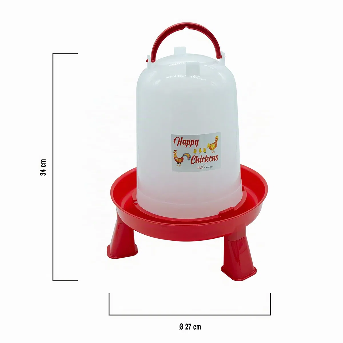 FINCA CASAREJO Abbeveratoio per Galline con Piedini - Abbeveratoio in Plastica Happy Chickens - Capacità 5L - Acqua Sempre Pulita