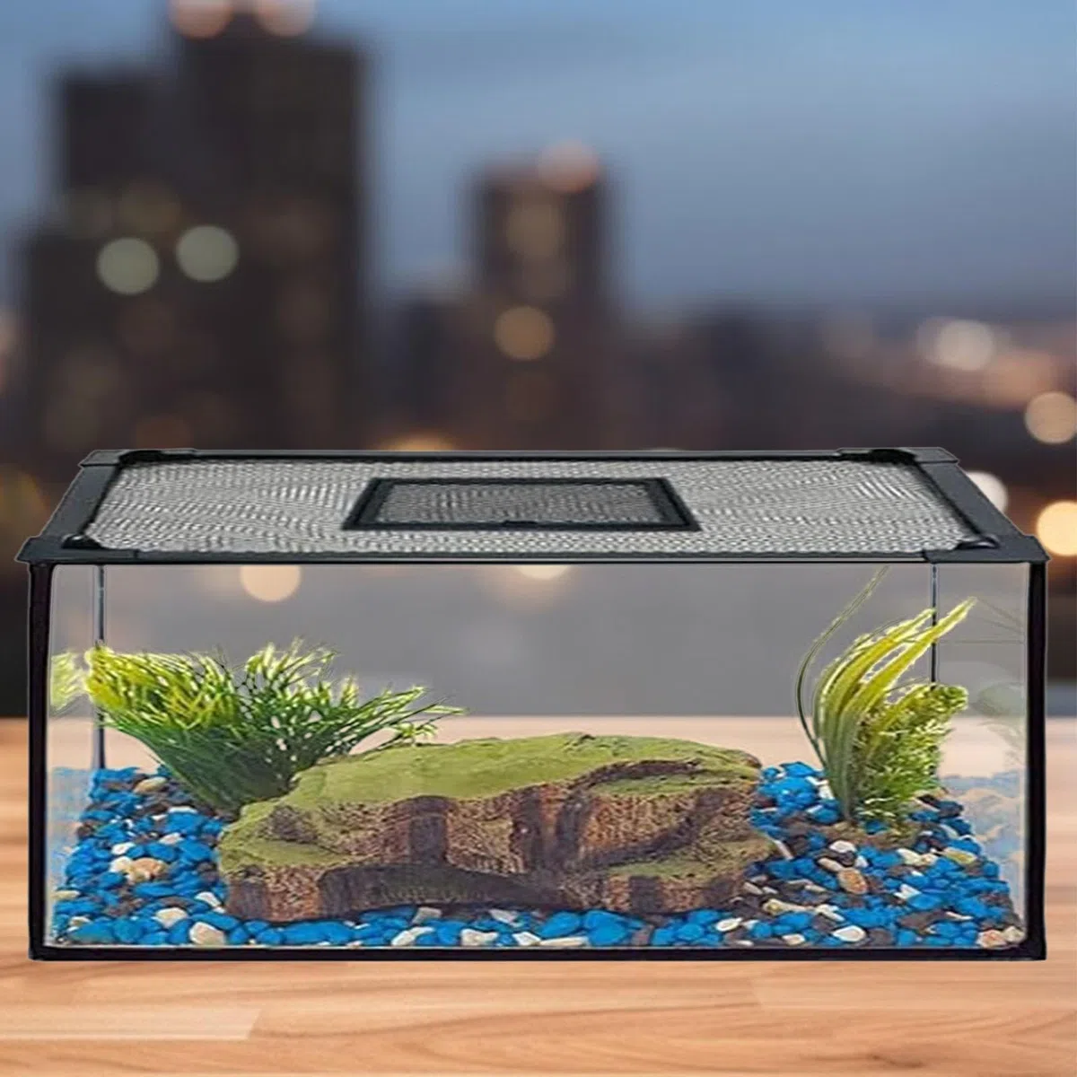 Copertura in Rete per Acquario, Protezione Superiore con Apertura Integrata, 45x45 Cm