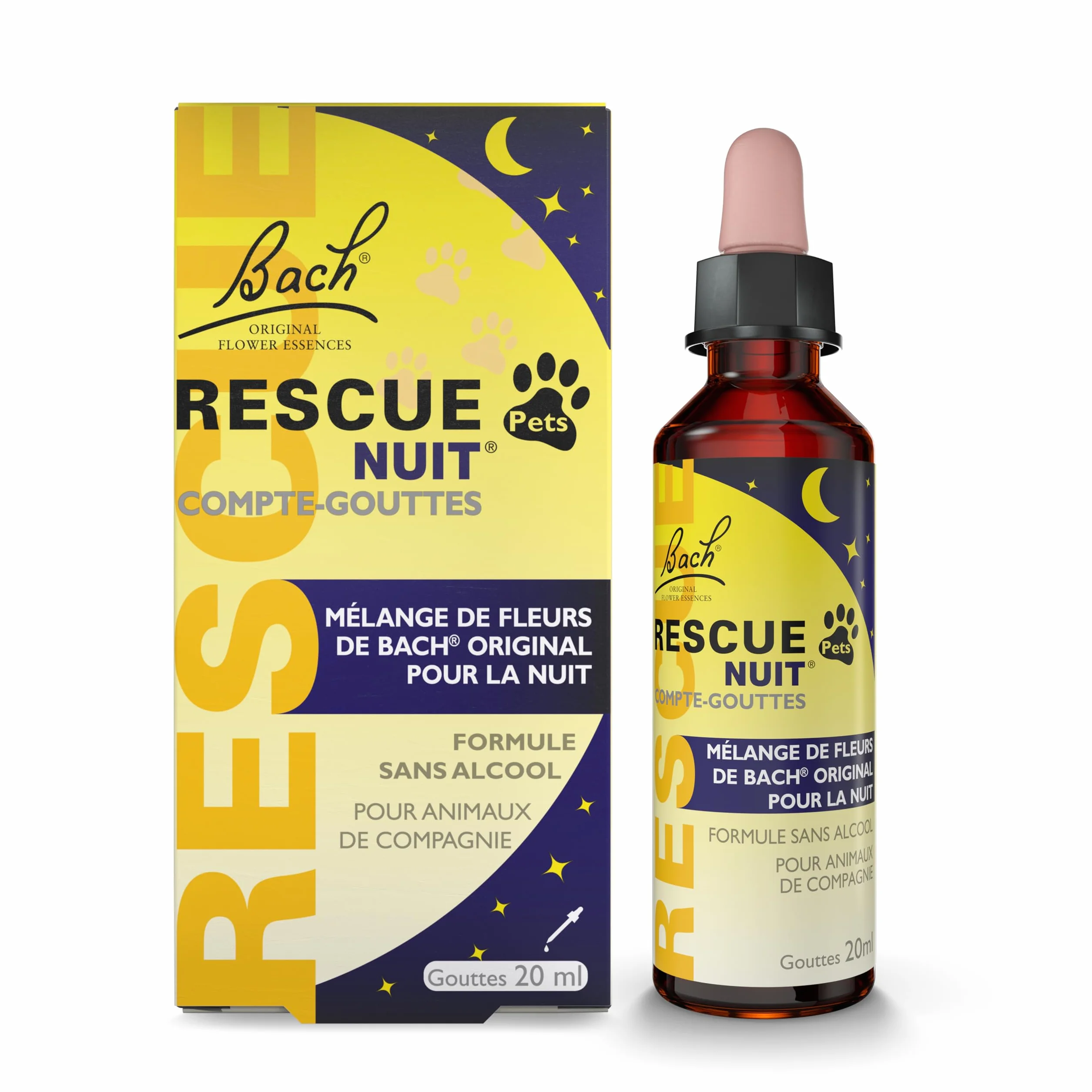 RESCUE NOIT PETS - Contagocce - Serenità per animali, ideale da viaggio, toelettatura, rumore, vegano e senza alcool, 20 ml