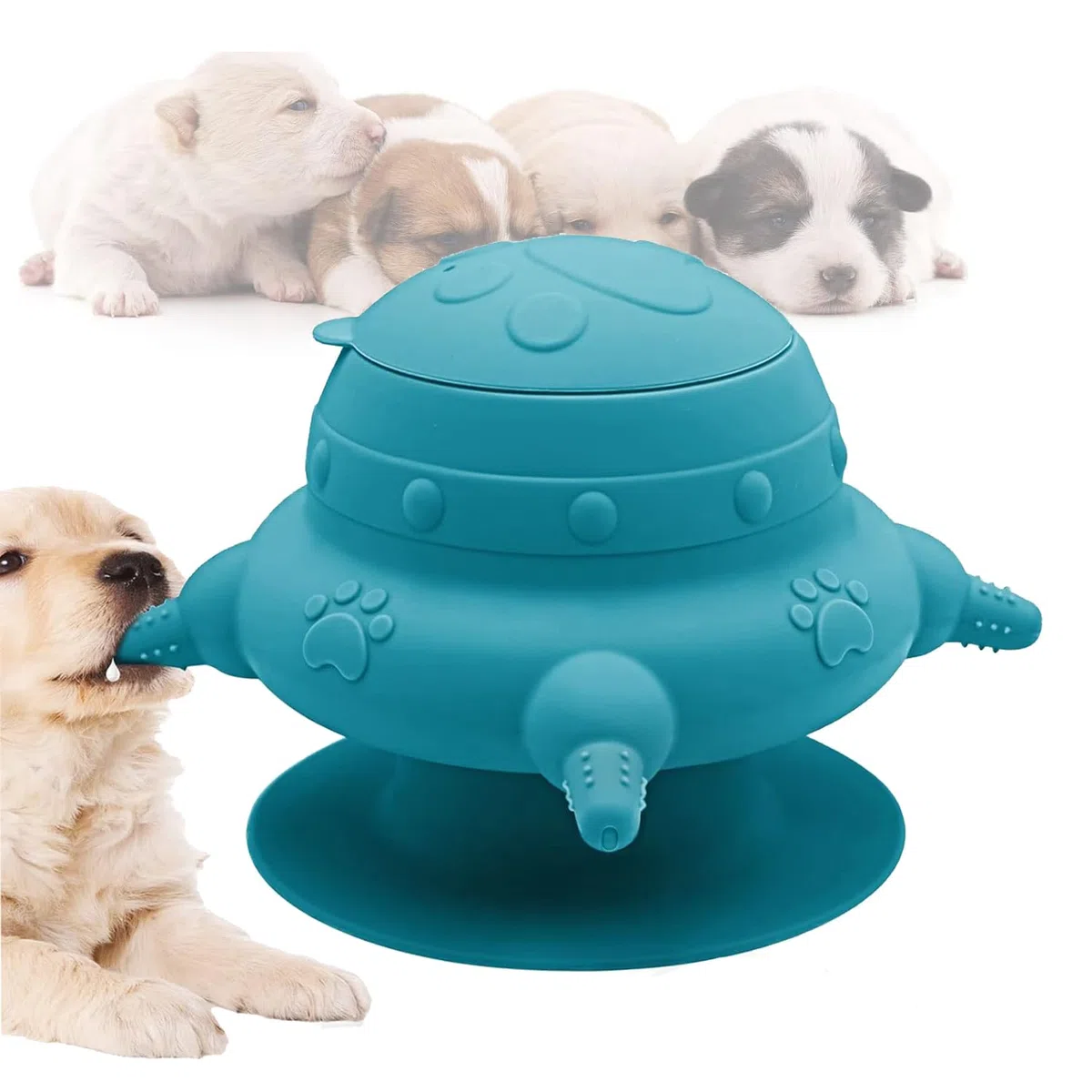 Mangiatoia per Cuccioli In Silicone, Alimentatore Di Latte per Cuccioli, Stazione Di Allattamento per Cucciolis, Alimentatore per Cucciolis per Più, Ventosa Base, per Gattini, Cane, Conigli