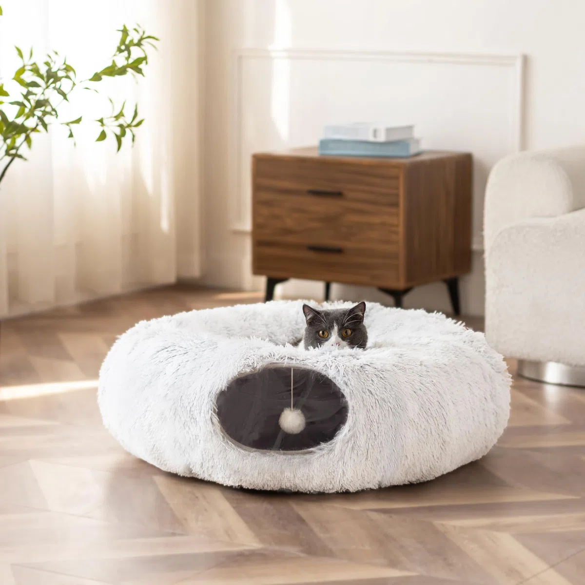 Letto a Tunnel per Gatti, Tunnel per Gatti Grandi, Grigio Chiaro