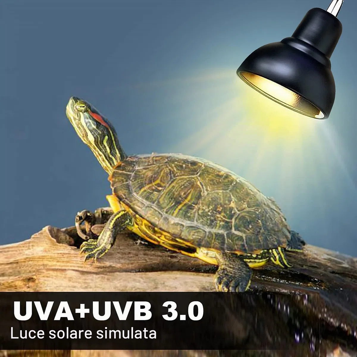 Lampada uvb Tartarughe, Lampada Rettile e Anfibio con 2 Lampadine UVA UVB a Punto Basking e Morsetto Girevole a 360 °Adatto per Tartaruga, Serpente, Lucertola, Cacatua, Camaleonte ecc