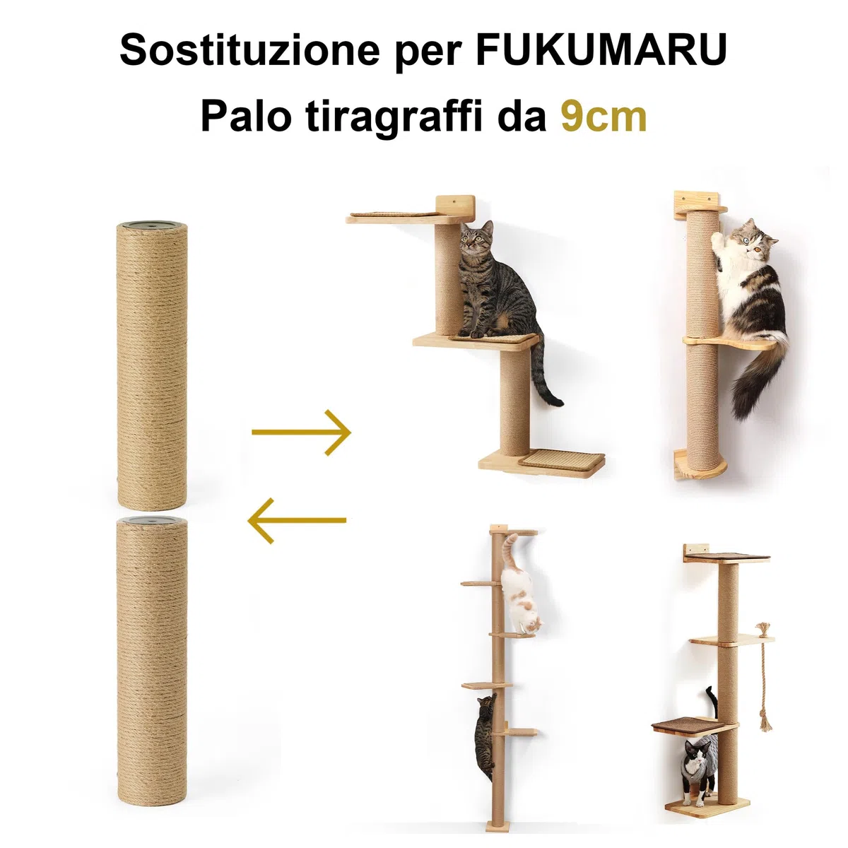 FUKUMARU 2 Confezioni di Ricambio per Palo Tiragraffi, 37cm x 9cm, Colonna tiragraffi in Corda di Iuta Naturale con Viti M8,Adatto per Vari Tiragraffi di FUKUMARU
