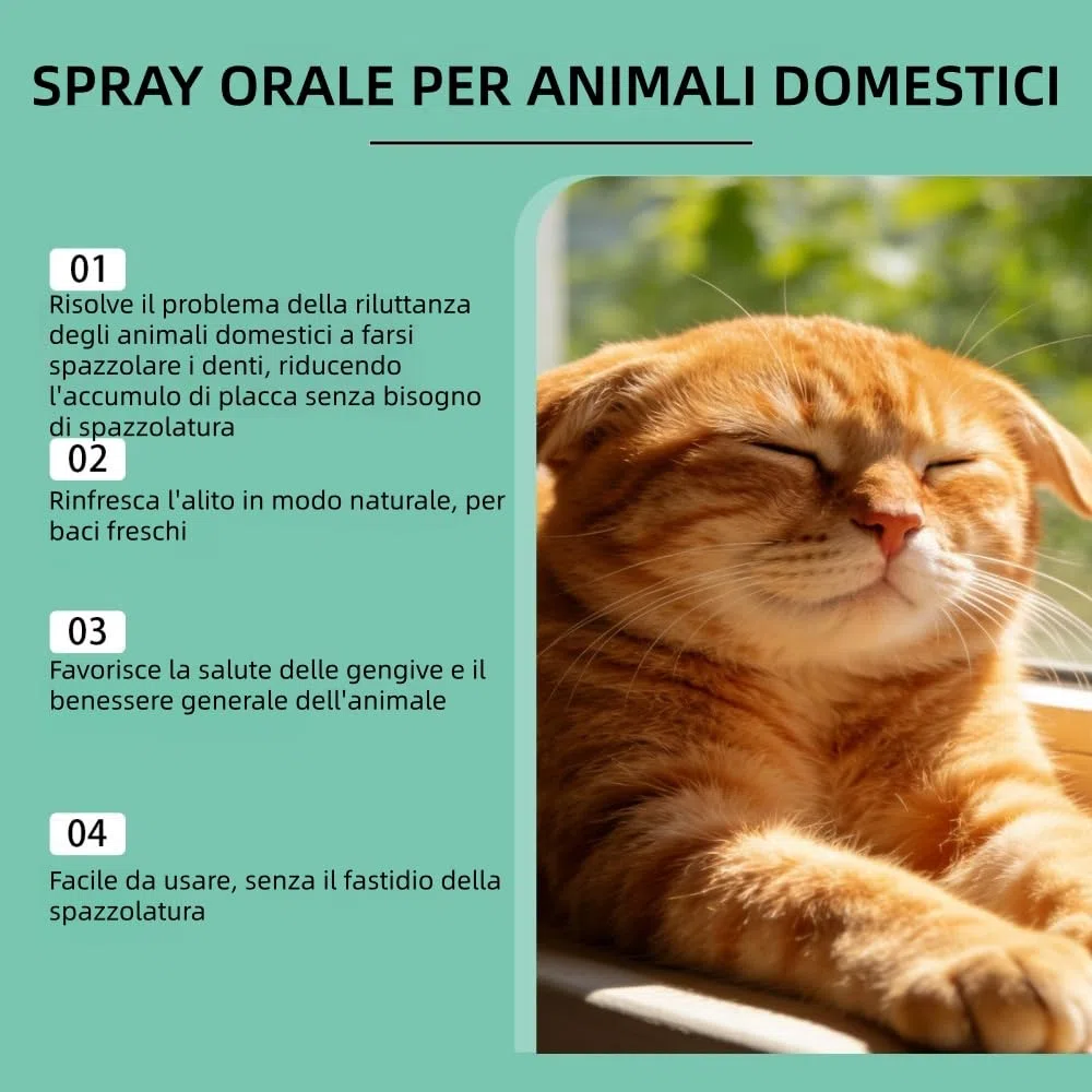MEIION Codallma Spray per la Cura Dentale per Cani e Gatti - Pulizia Denti Gengive, Rimuove Placca, Rinfresca Alito