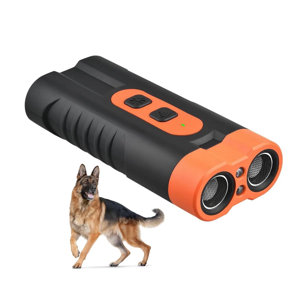 Dispositivo anti abbaio con repellente per cani ad ultrasuoni Torcia portatile Doppia testa ricaricabile Formazione comportamentale di lunga durata per cani indoor outdoor