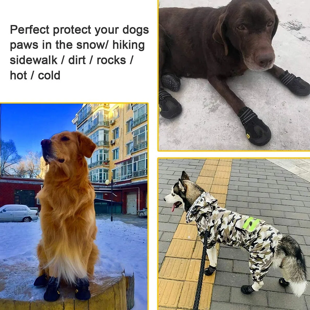 4 Pezzi Stivali per Cani,Scarpe Antiscivolo per Cani,Resistente Impermeabili con Cinghie Regolabili Riflettenti per Cani Media e Grande