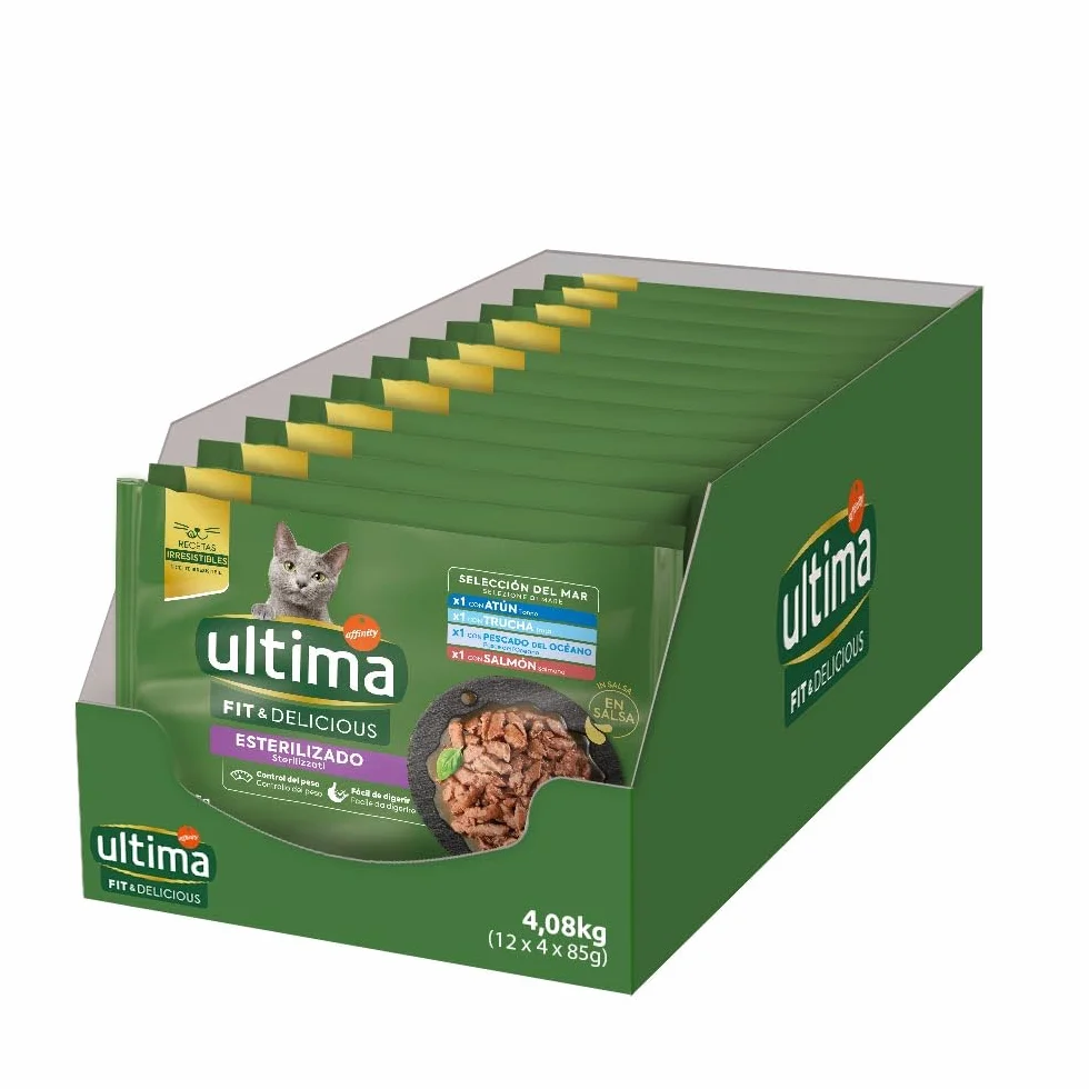 Ultima Cibo Umido Per Gatti Con Varietà Di Pesce - 4 X 85Gr X 12 (4,08 Kg) - 4080 g