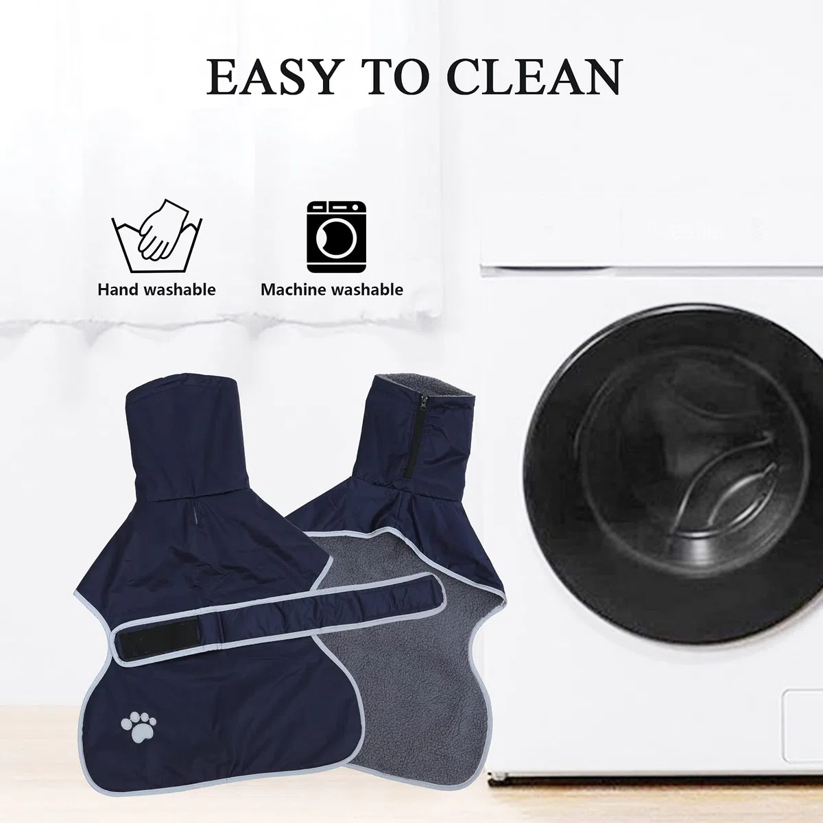 Geyecete Cappotto Cane Impermeabili per Levrieri, Pile Caldo Gacca per Whippet, Lurcher Pullover con Fasce Regolabili, Impermeabile per Sighthound di Media e Grande Taglia - Blu Navy - XXL