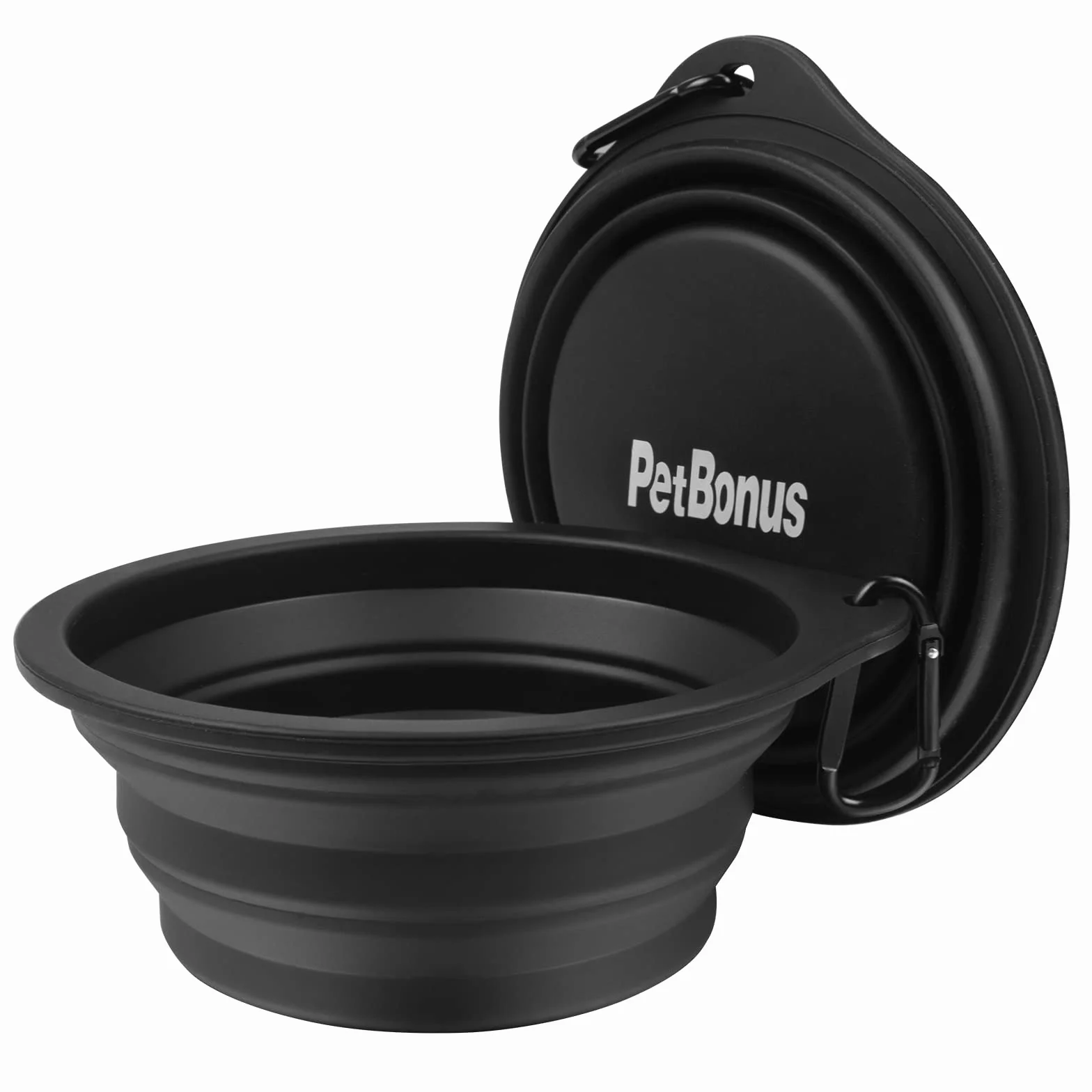 PetBonus Ciotole Pieghevole per Cani da Viaggio in Silicone, Ciotola da Viaggio Portatile con Moschettone, Piatto per Cibo e Acqua per Cani e Gatti, Lavabili in Lavastoviglie