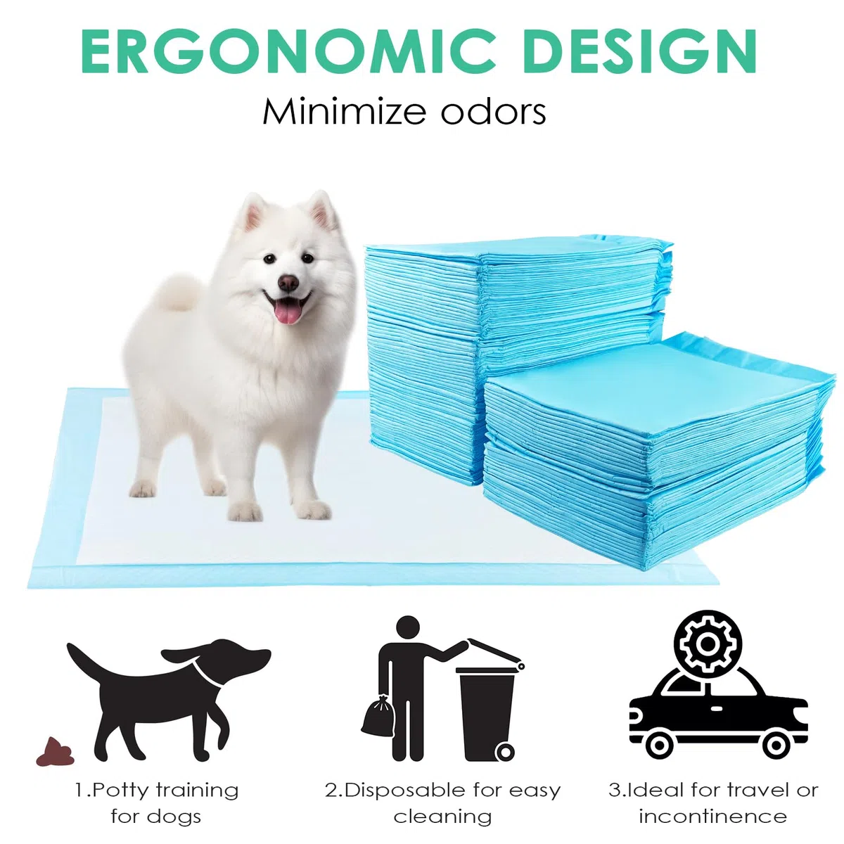 60 Pezzi Tappetini Igienici per Cani, 60 x 90cm Design a 5 Strati a Prova di Perdite con Superficie ad Asciugatura Rapida, Traversina Tappetino Cane Pipi Assorbenti Igienico l'Addestramento