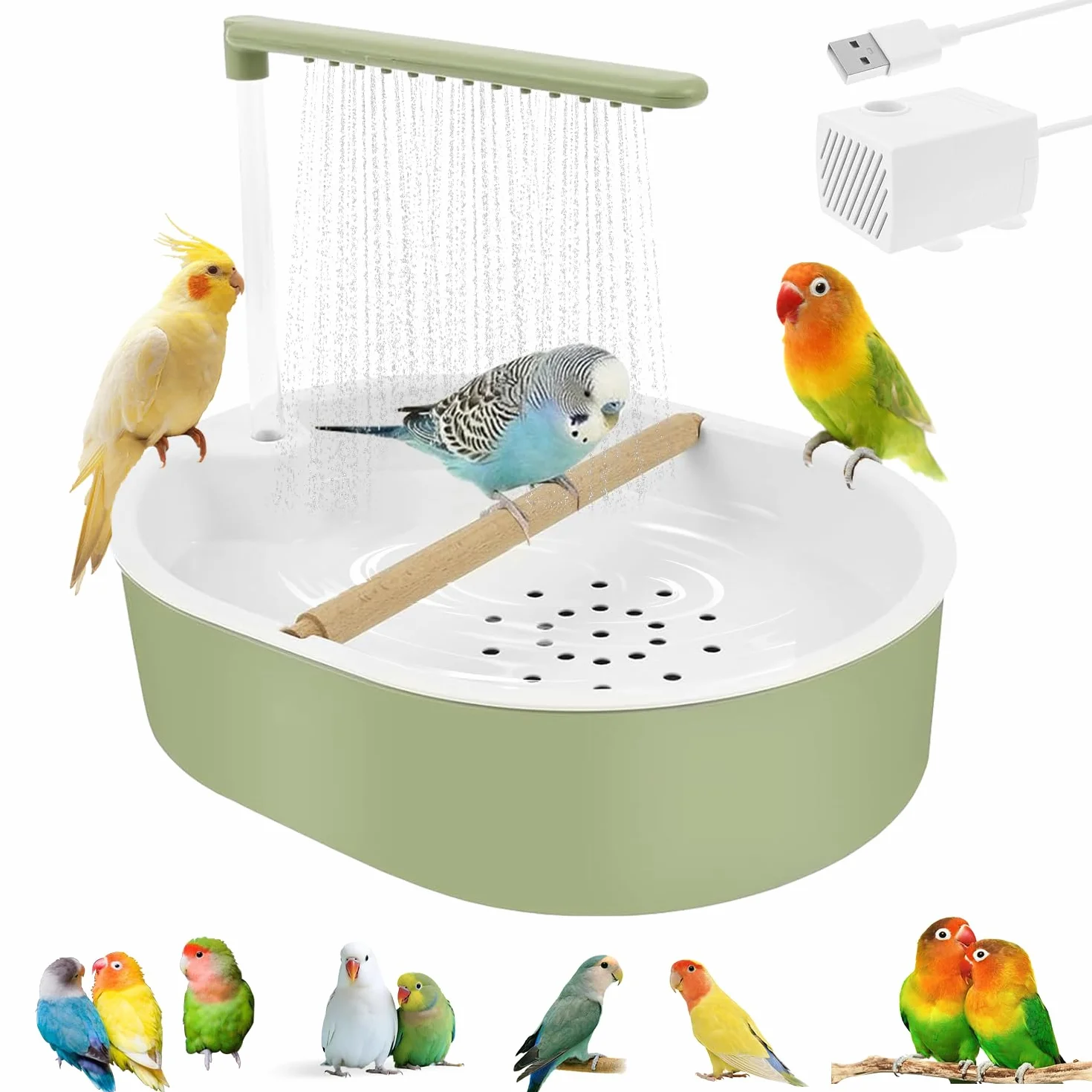 Vasca da Bagno per Uccelli, Doccia per Pappagalli, Vasca da Bagno per pappagalli, Vasca da Bagno Automatica per Pappagalli, Doccia Pappagalli per Psittacini, Uccelli, Inseparabili, Pappagallini