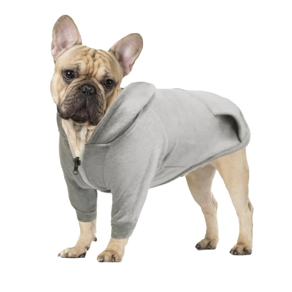 meioro Felpe con Cappuccio per Cani Vestiti caldi per Animali Domestici Abbigliamento Sportivo per Cani e Gatti con Cappello e Cerniera (XXL, Grigio)