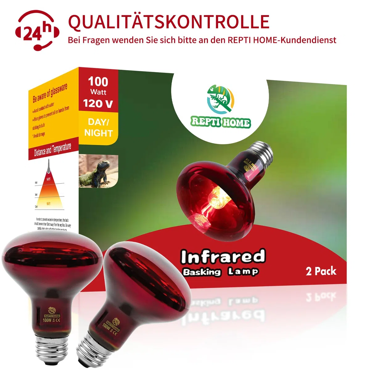 Lampade Termiche per Rettili a Infrarossi, 2 Pacchetti di Lampade Spot a Infrarossi da 100W, Emettitori di Calore Rosso per Tartarughe, Draghi Barbuti, Galline e Polli