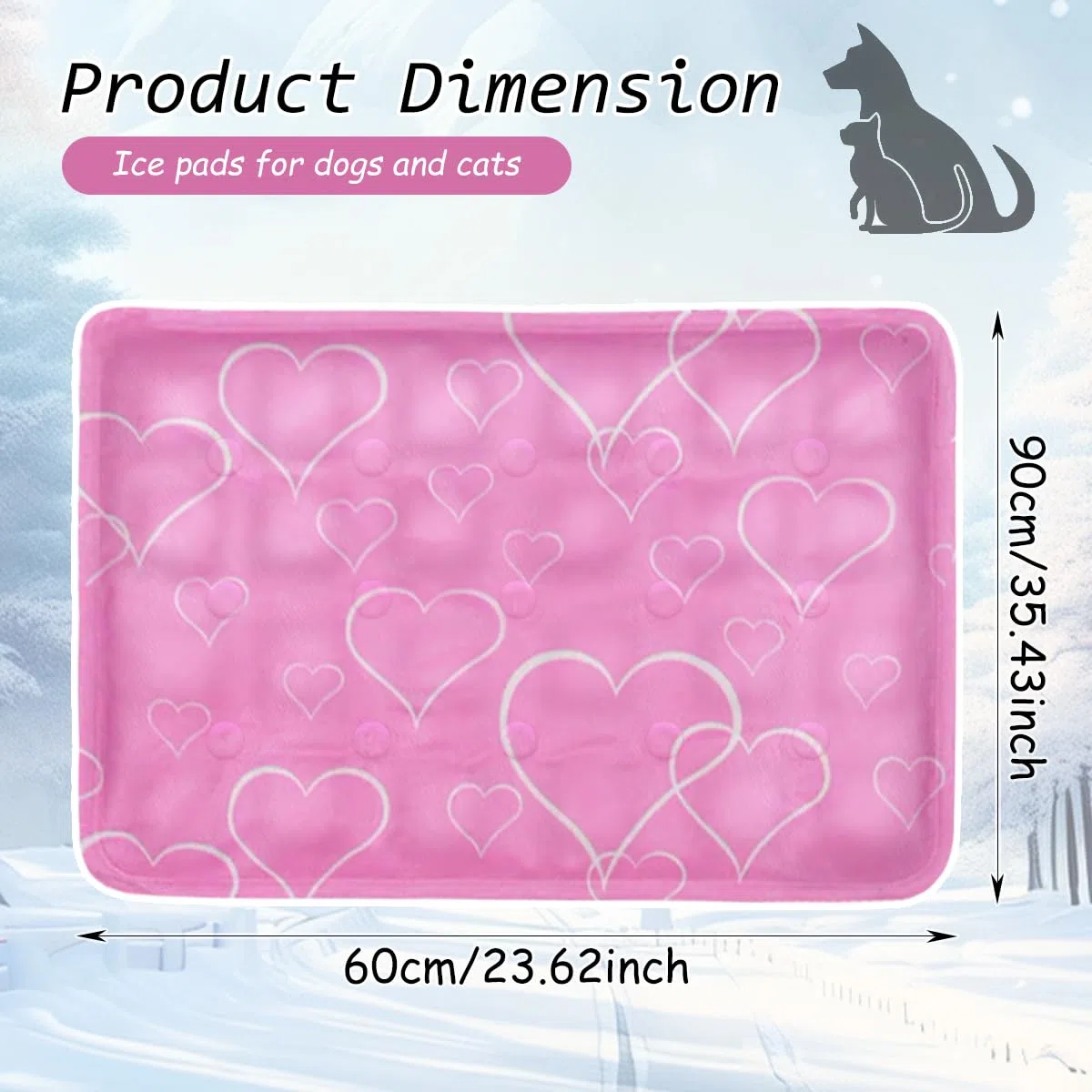 Tappetino Refrigerante Cane,Tappeto Refrigerante per Cani 60*90cm,Rosa Tappetino Refrigerante Gatto con Gel Non Tossico,Tappeto Refrigerante per Gatti Ideale per Cani,Gatti,Animali Domestici in Estate
