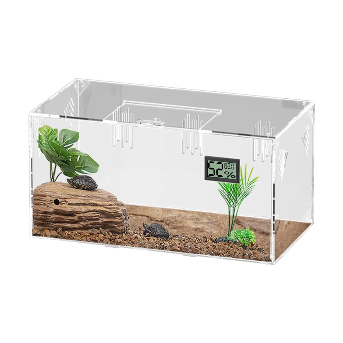 Serbatoio per terrario rettile, per terrario, grande, in acrilico trasparente per rettili e insetti, con temperatura igrometro, ragni terarium, scatola per la coltivazione dei rettili