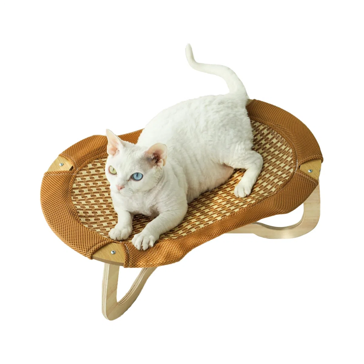 Sedia Gatto In Rattan | Lettino Rialzato Rinfrescante in Rattan per Gatti | Resistente Ai Graffi Per Animali Salotto Balcone