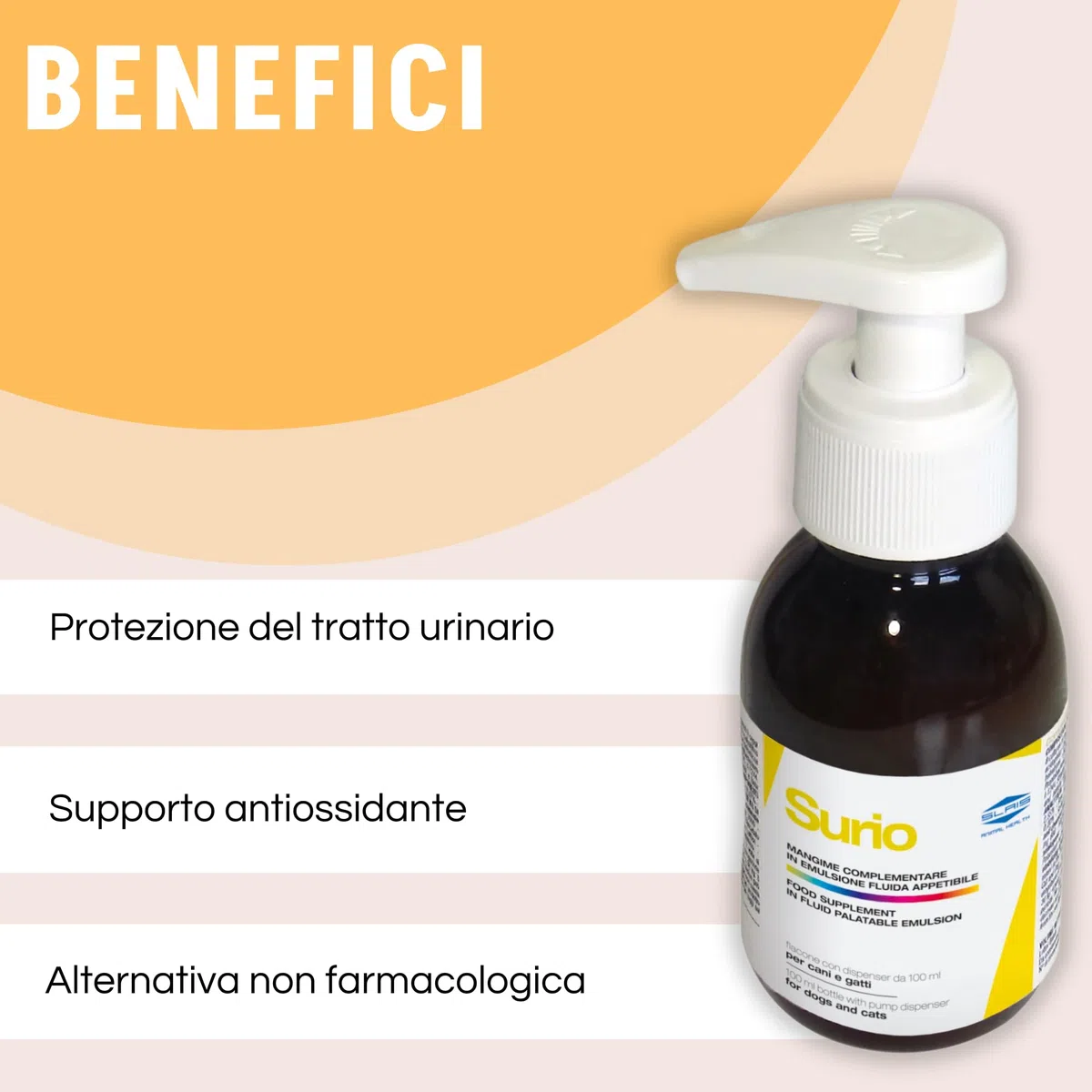 Surio Integratore Cani e Gatti 100ml - Supporto Benessere Urinario - Con Cranberry, Glucosamina, D-Mannosio - Vitamina C, Selenio - Estratti Vegetali, Urtica, Orthosiphon