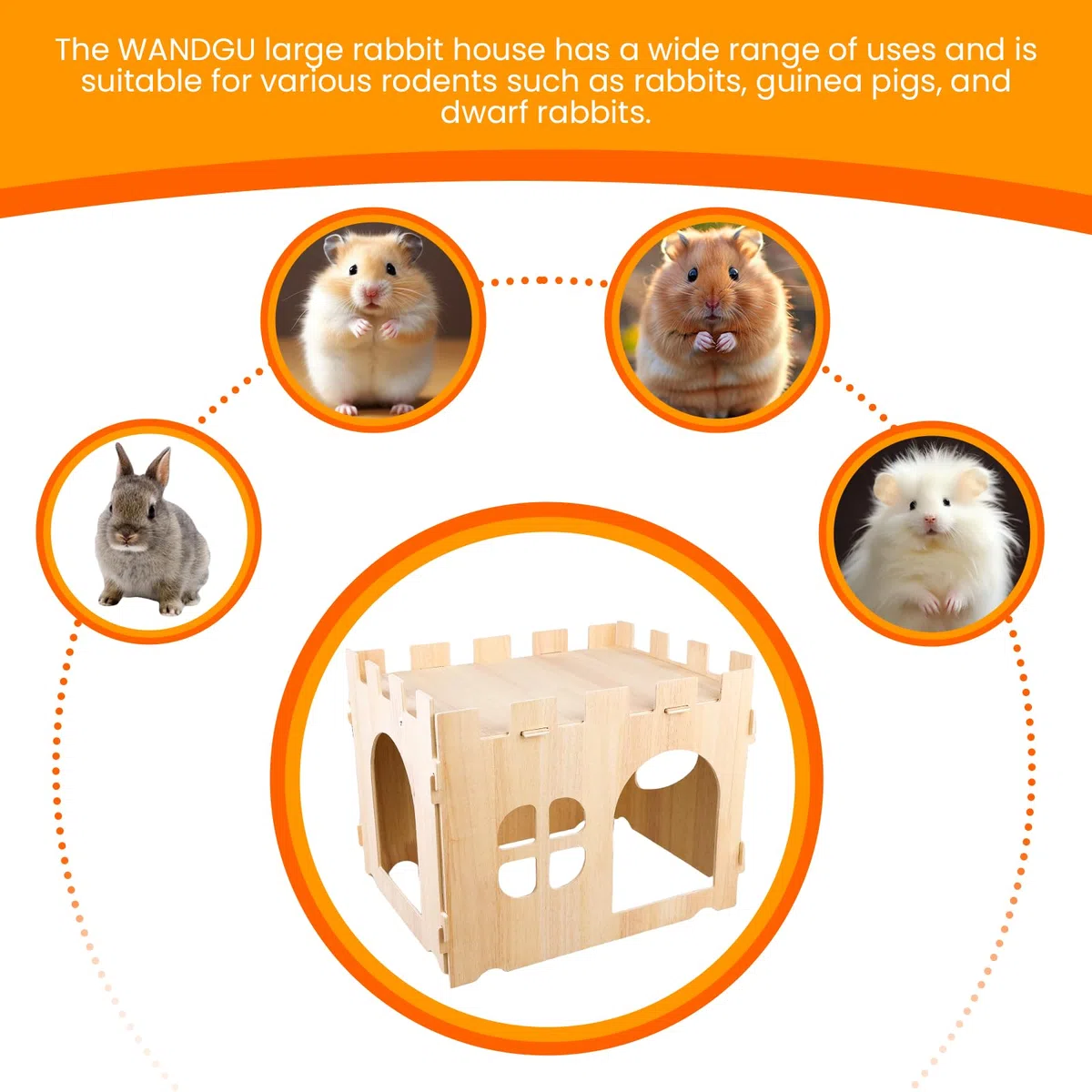 Grande Casa per Conigli: Grande Casa per Piccoli Animali, Casetta in Legno per Nascondersi, Ideale per Porcellini d'India, Conigli Nani e Altri Roditori (40 * 30 * 30cm)