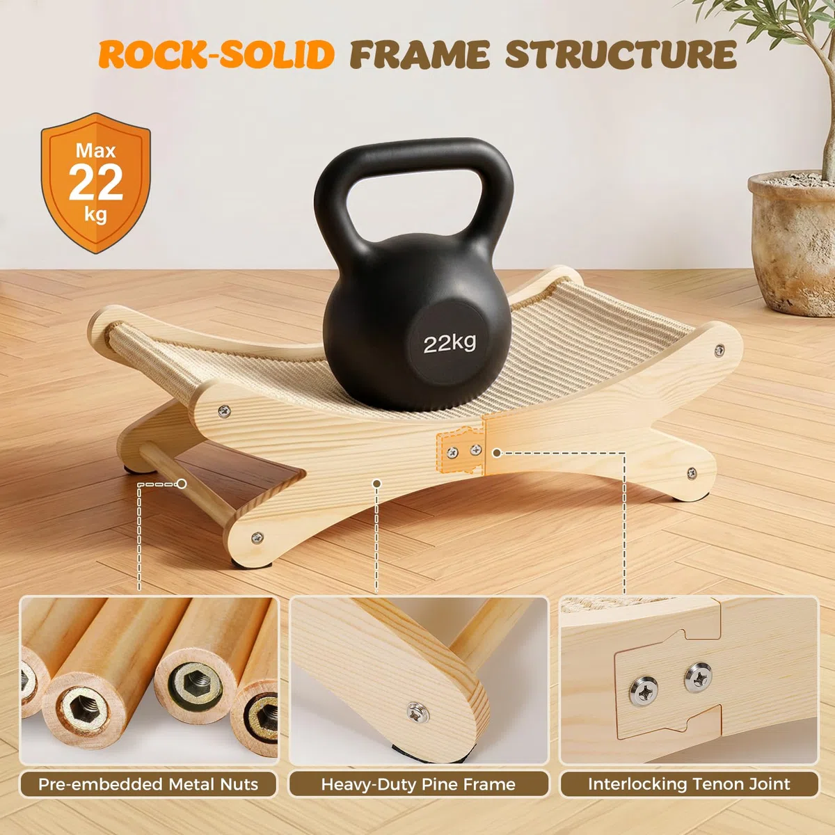 Gimars Tiraffiati per Gatti a Letto, Tiragraffi in Cartone e Sisal con Struttura in Legno, Divano Cuccia Ergonomico per Dormire, Grattare e Riposare, Design Elegante da Interno