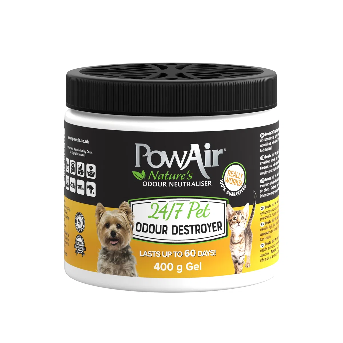 PowAir Pet Odour Destroyer Gel – Neutralizzatore naturale di odori per cani e gatti, sicuro e di lunga durata, elimina gli odori degli animali domestici fino a 60 giorni (400 g)