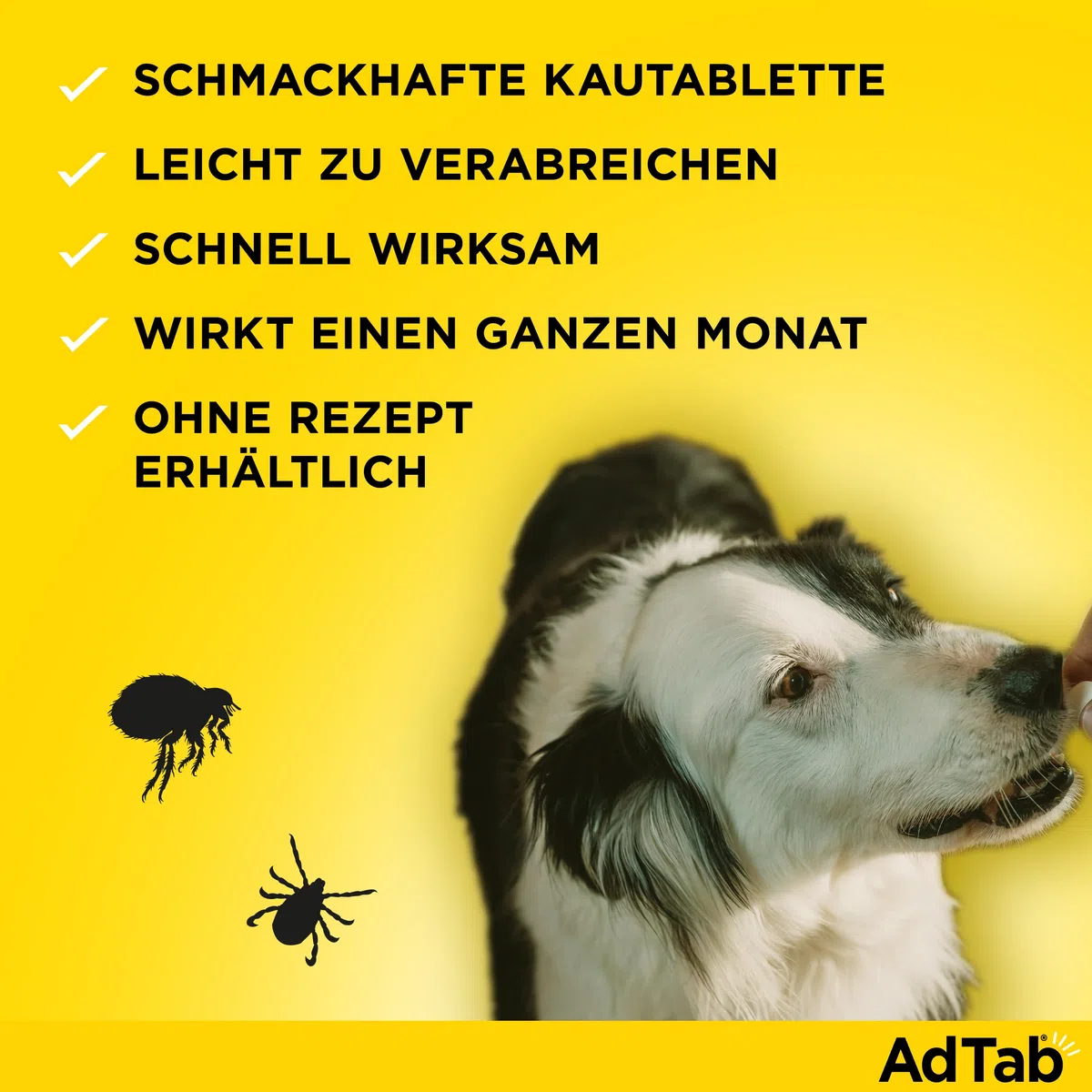 AdTab Compresse masticabili per cani di taglia media da 5,5 a 11 kg contro pulci e zecche