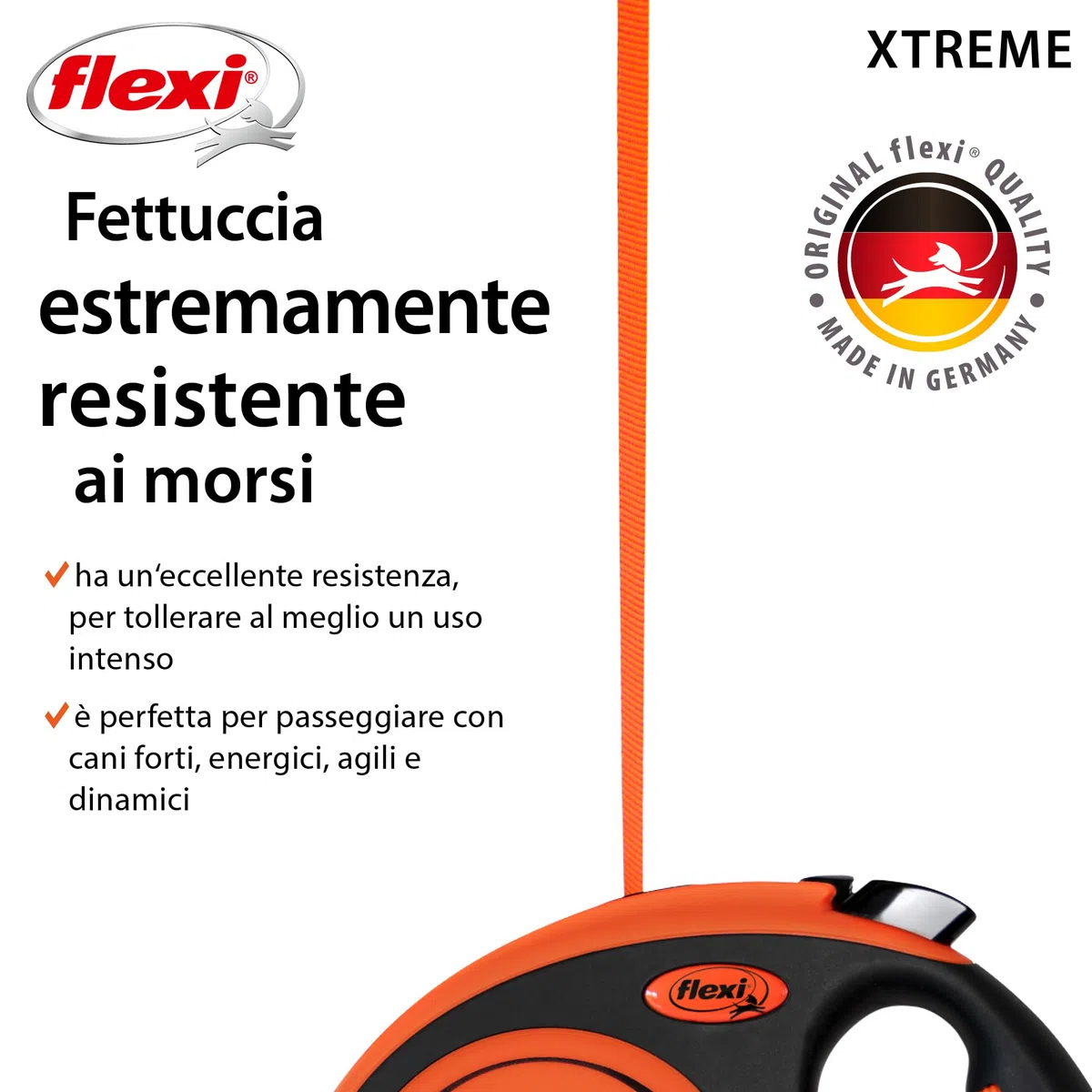Guinzaglio Flexi Xtreme M, 5 m, cinghia, fino a 35 kg
