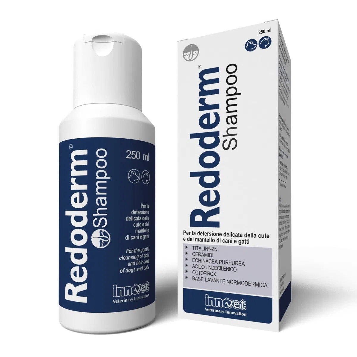 Redoderm Shampoo per la Detersione delicata della Cute e del Mantello di Cani e Gatti, mantiene l'Integrità dellla Barriera cutanea - Flacone da 250 ml
