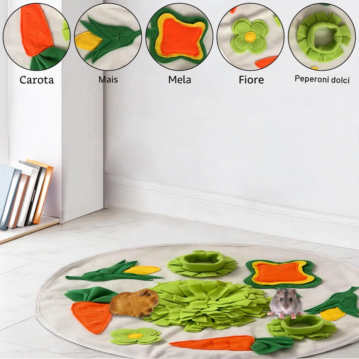 Tappeto da fiuto: coniglio, tappetino per porcellini d'India, giocattolo intelligenza, coniglio, ricerca di cibo, odore, coperta da fiuto, tappetino da allenamento