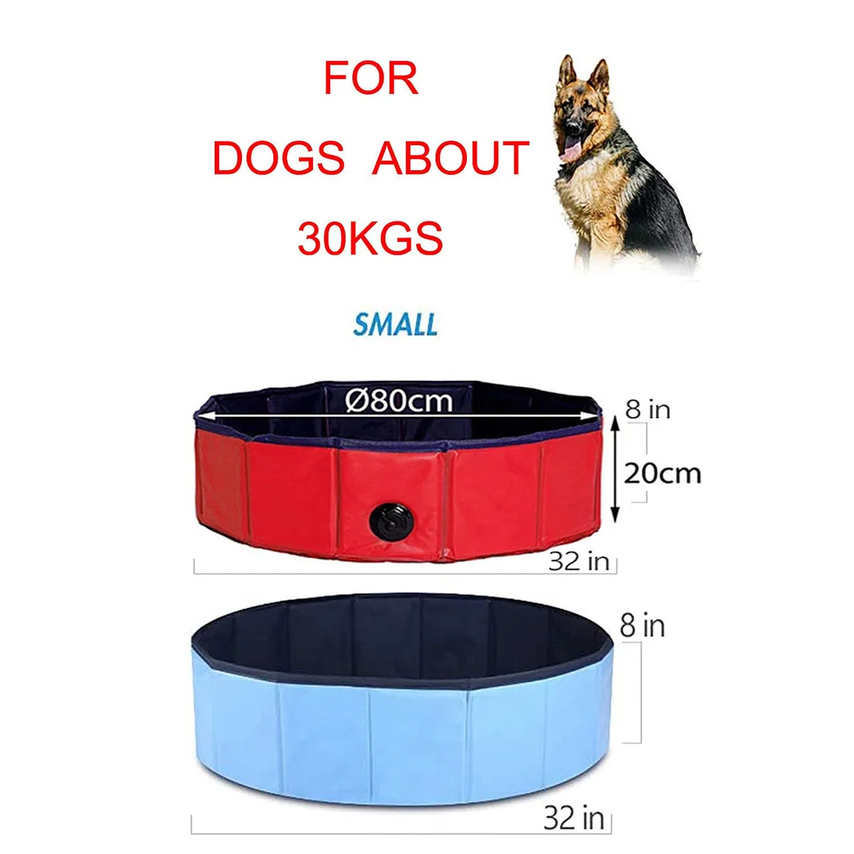 80 x 20 cm, piscina pieghevole per cani, piscina per cani grandi e piccoli, piscina per animali domestici, piscina per cani, piscina pieghevole in PVC, bacino per cani (verde)