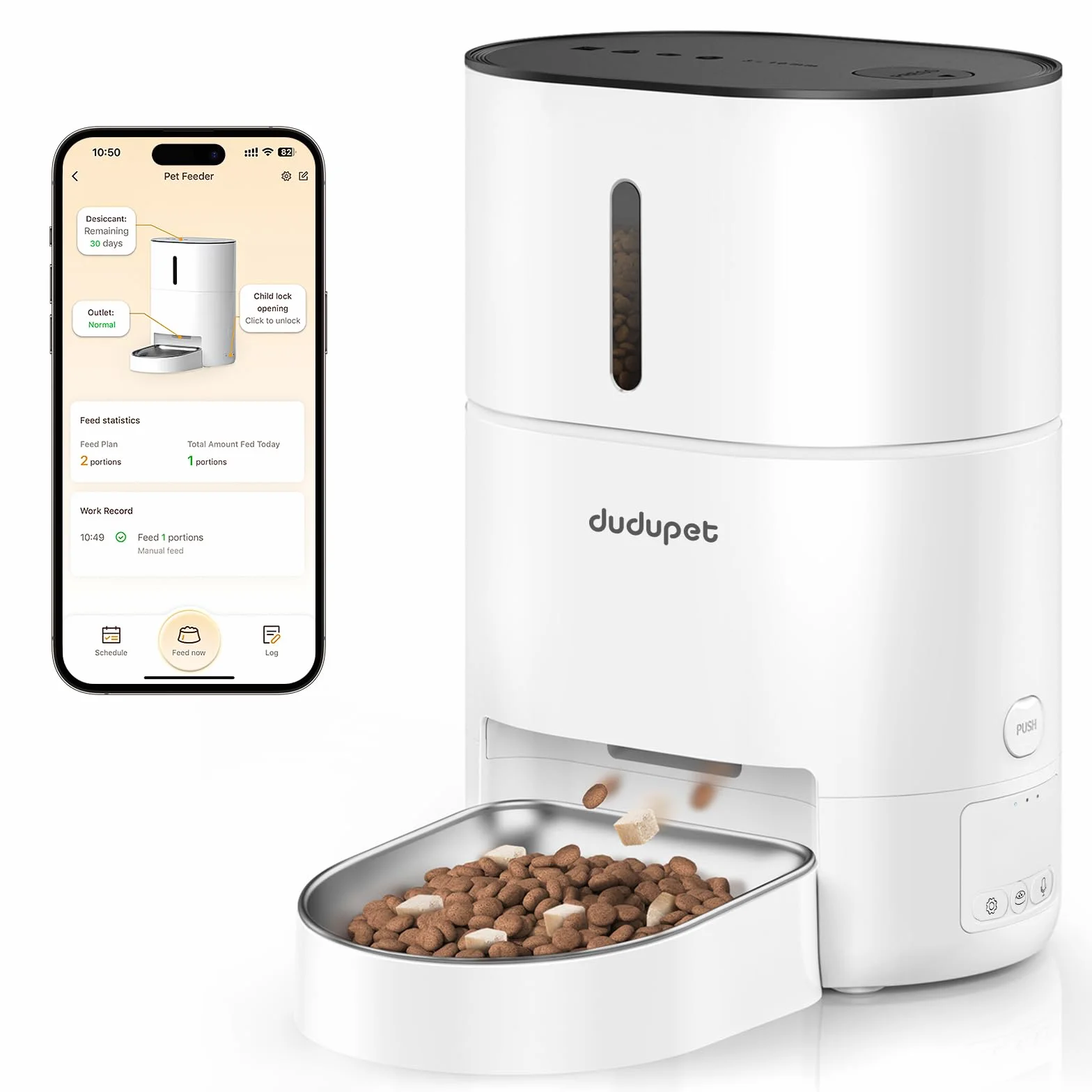 Distributore Automatico Cibo Gatti- Dispenser Cibo Gatti 4L, Controllo Remoto WIFI 2.4G, Registrazione Vocale di 10 Secondi, Ciotola in Acciaio Inossidabile