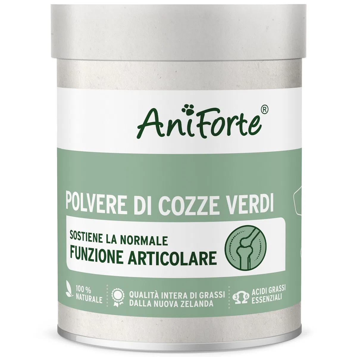 AniForte Polvere di cozze dalle labbra verdi per Cani e Gatti 100g - Polvere naturale di cozze dalle labbra verdi in qualità di grasso completo, glicosaminoglicani, supporta le funzioni articolari
