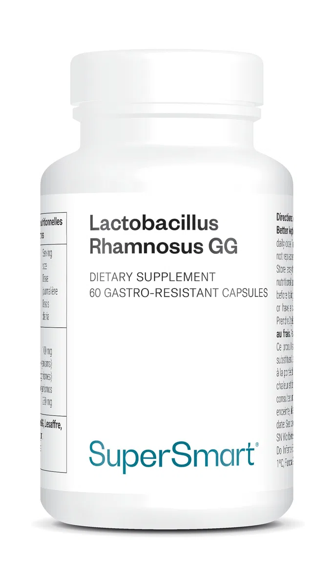 Lactobacillus Rhamnosus GG - Probiotico - Equilibra il Microbiota e la Flora Intestinale - Rinforza il Sistema Immunitario - Stimola la Produzione di Lactobacillus - 60 Capsule - SuperSmart