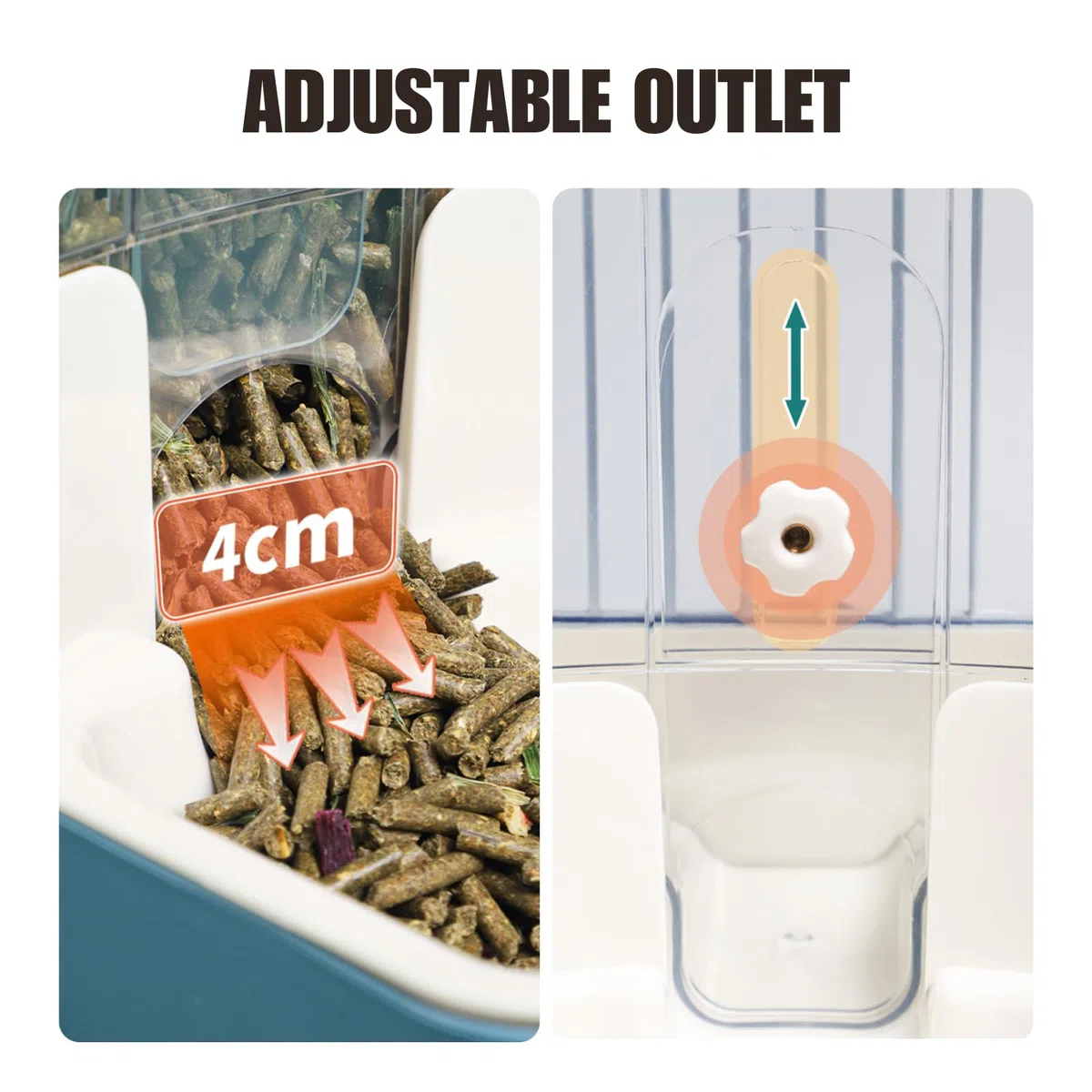 Distributore Automatico di Cibo e Acqua per Animali Domestici, Set di Fontane a Gravità per Gabbie di Cani, Gatti, Conigli, Porcellini d'India, Cincillà, Furetti, Ricci (Grigio)