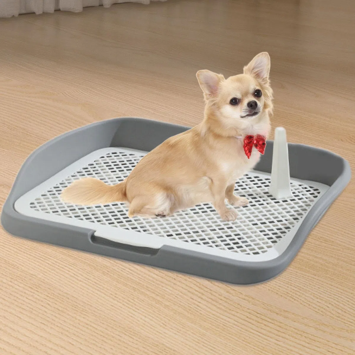 Toilette per Cani Cani Tappetino per vasino Tappetini per lettiera per Cani con Apertura dall'alto per Interni Vassoio per lettiera Griglie in Rete, Grigio Medio Recinzione