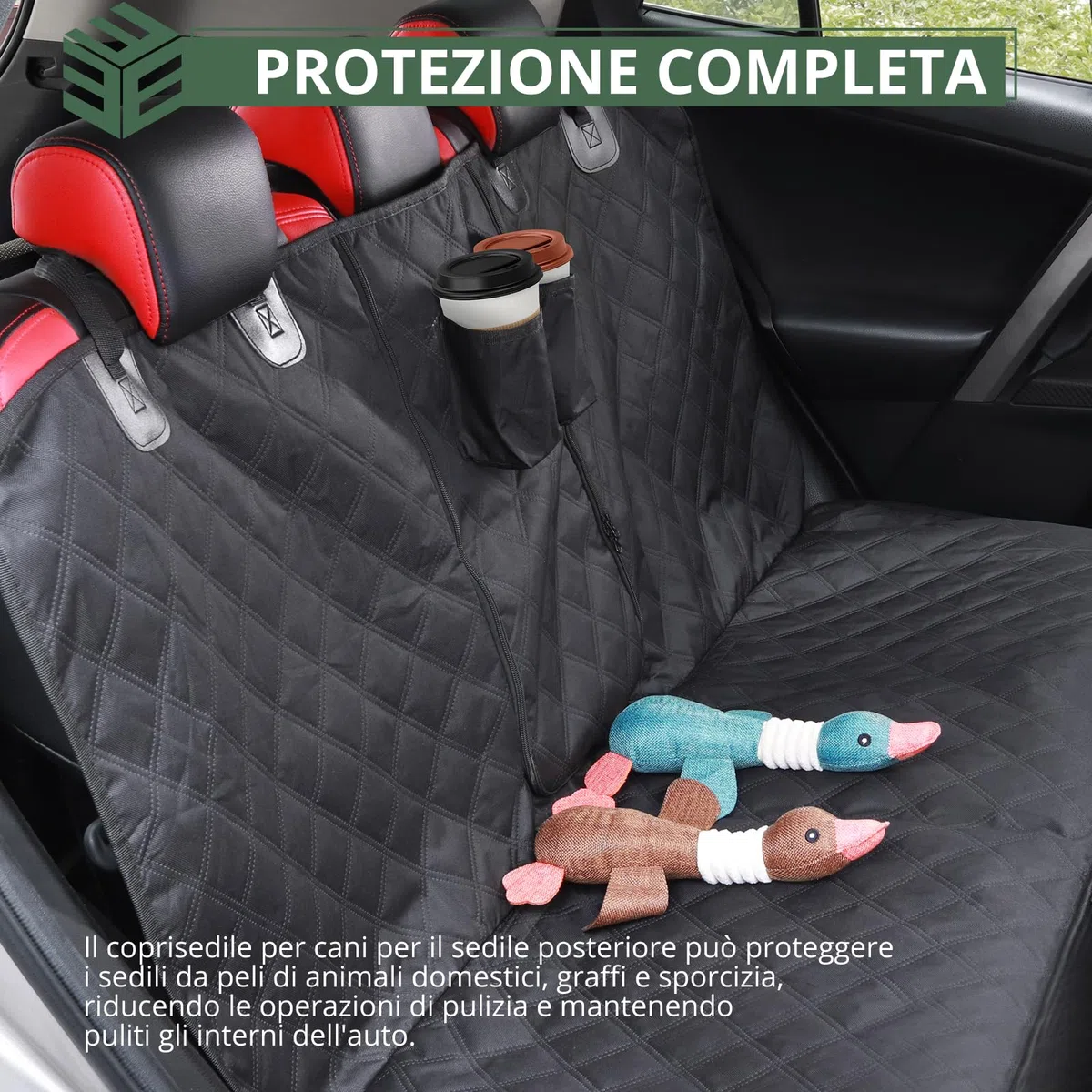 EYPINS Coprisedile Posteriore Auto per Cani 137x122 cm,Telo Macchina per Cani,Impermeabile e Antiscivolo,Copertura Sedili Universali,Nero