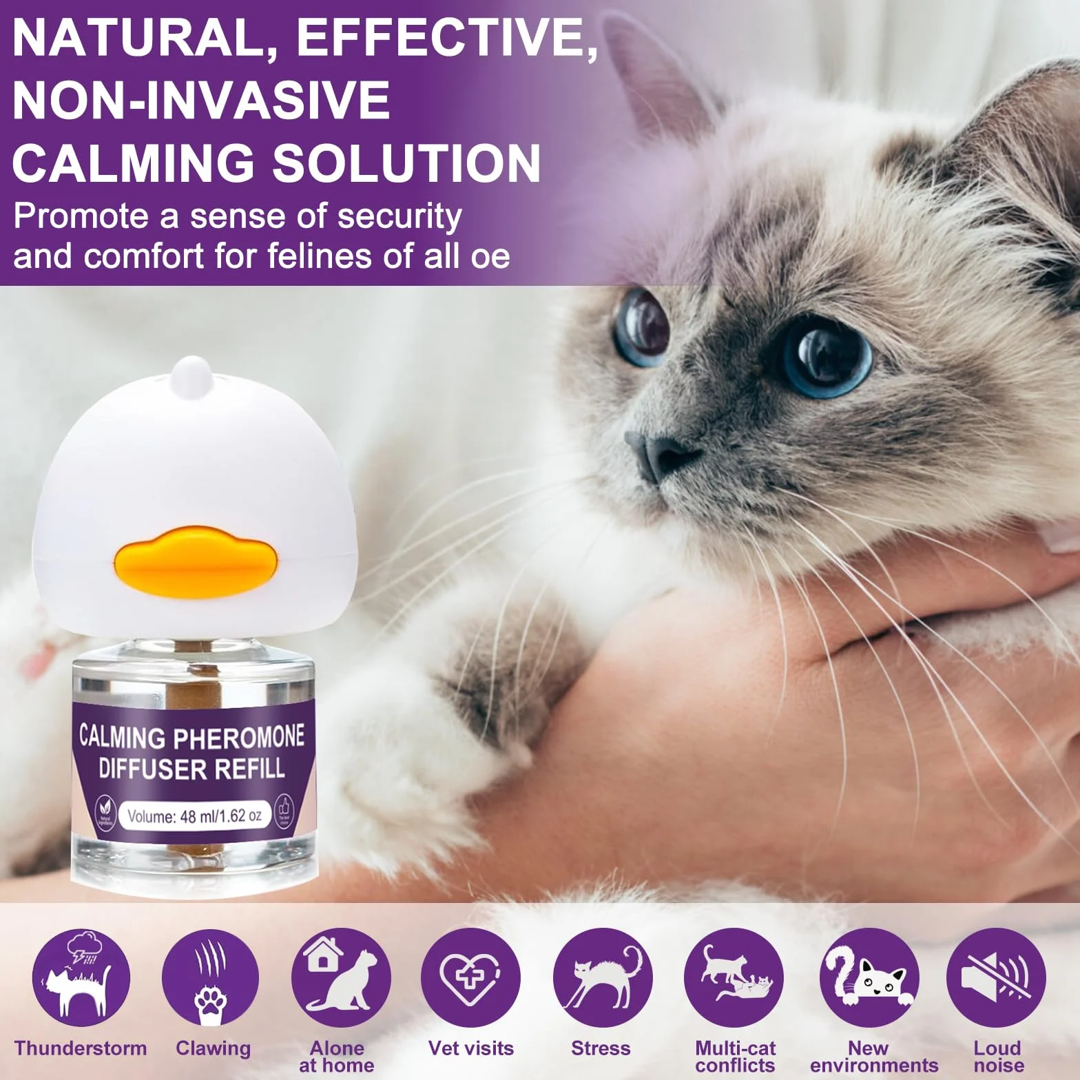 SLE Diffusore Feromoni per Gatti Calmante per Antistress Ridurre l'Ansia e Lo Stress, Feromoni Felini Tranquillanti per Gatti Irrequieti e Stressati (1 Diffuser+3 Refills)