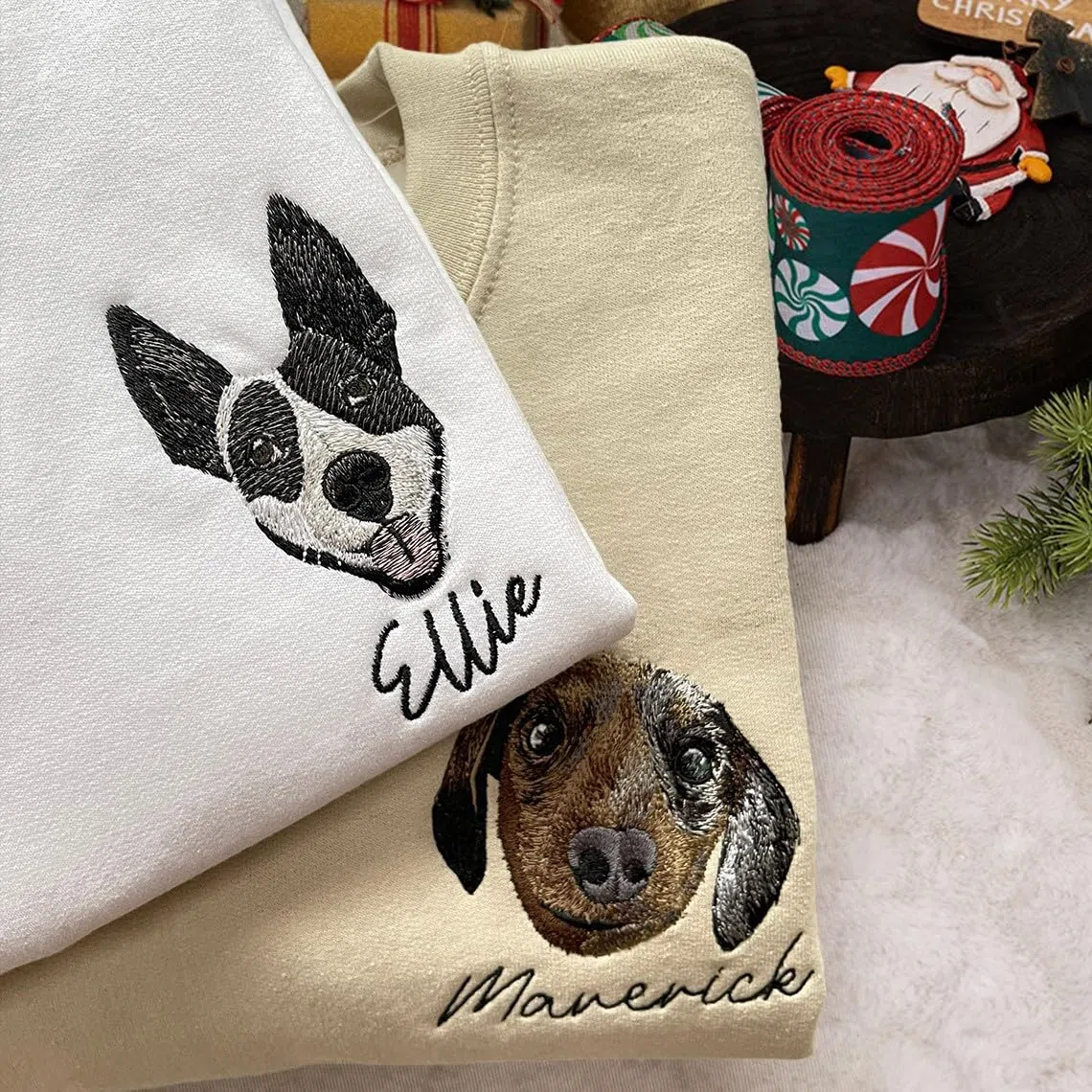 Felpa Ricamata Personalizzata Con Ritratto di Animali Domestici - Regalo per Mamma e Papà Cane