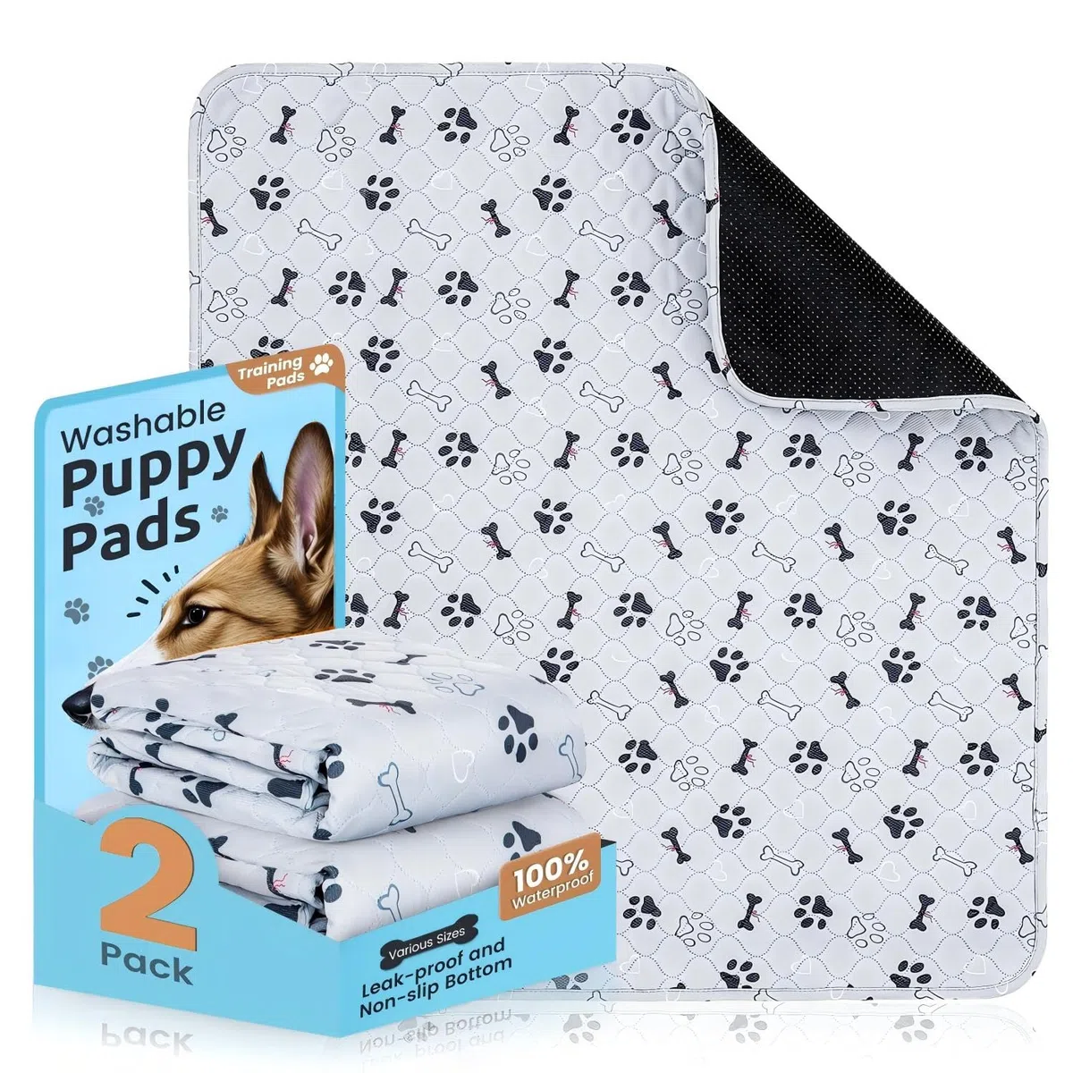 2 Pezzi 60x90cm Traversine Lavabili per Cani, Tappetino per Recinto per Cani da Interno, Riutilizzabili Assorbenti Rapidi Tappetini Igienici per Conigli, Criceto