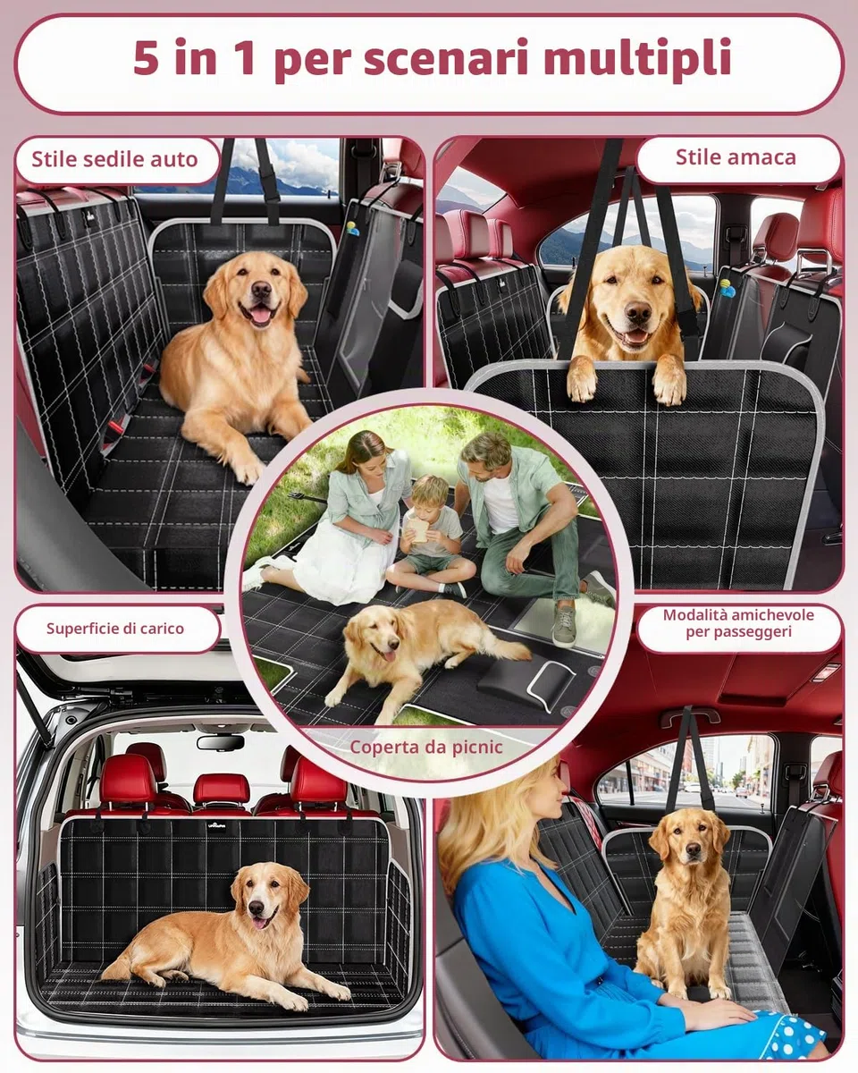 Coprisedile Auto per Cani 600D Impermeabile Telo Posteriore Auto per Animali con Protezione Laterale Antigraffiato e Antiscivolo Telo Macchina per Cani Adatto alla Maggior Parte delle Auto SUV