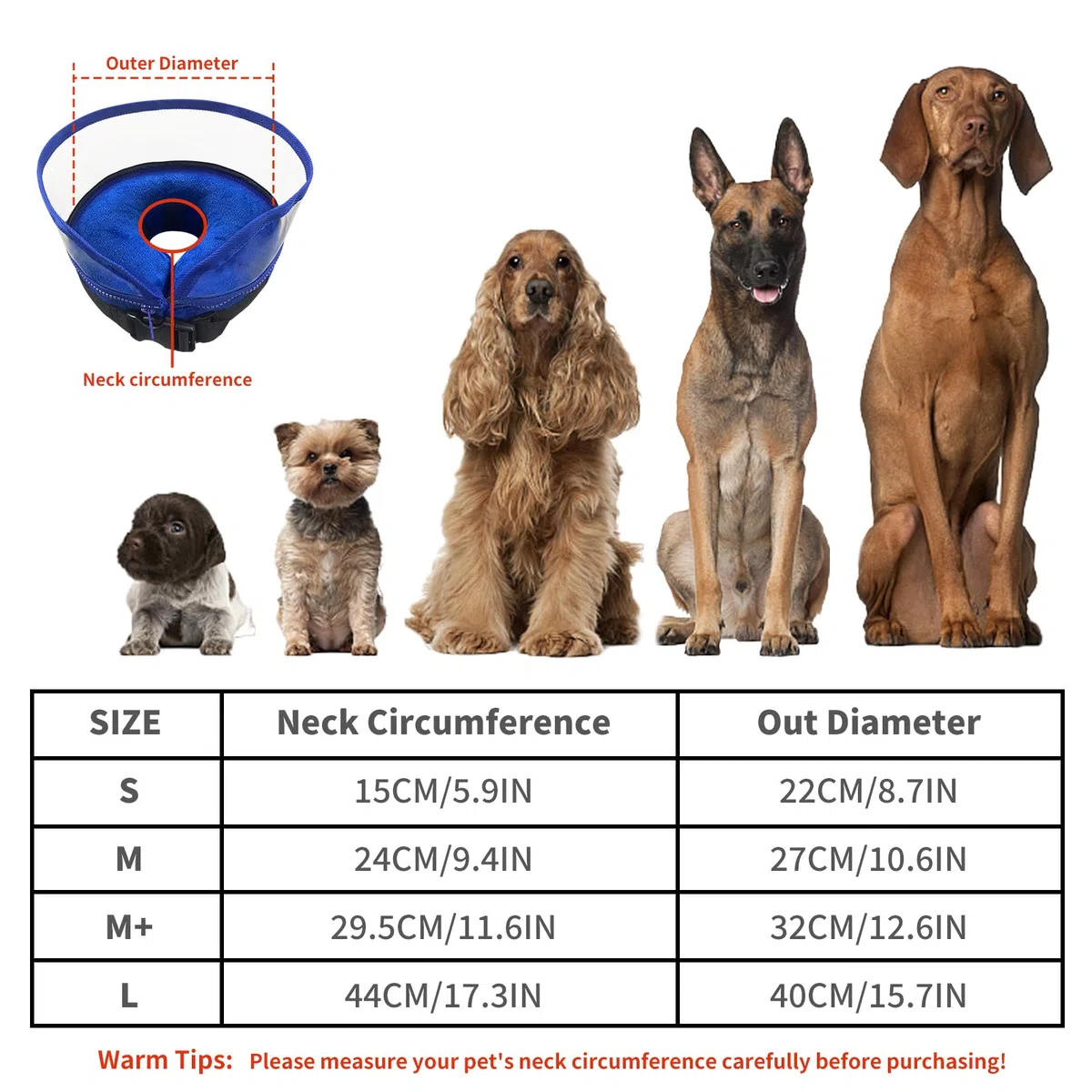 Collare Gonfiabile Cane, Protettivo Cervicale Collare Elisabettiano Cani 2 in 1 Rimovibile Regolabile Comodo Collare Riparazione Post-Operatoria, Difesa Potenziata Contro Graffi e Morsi (L)