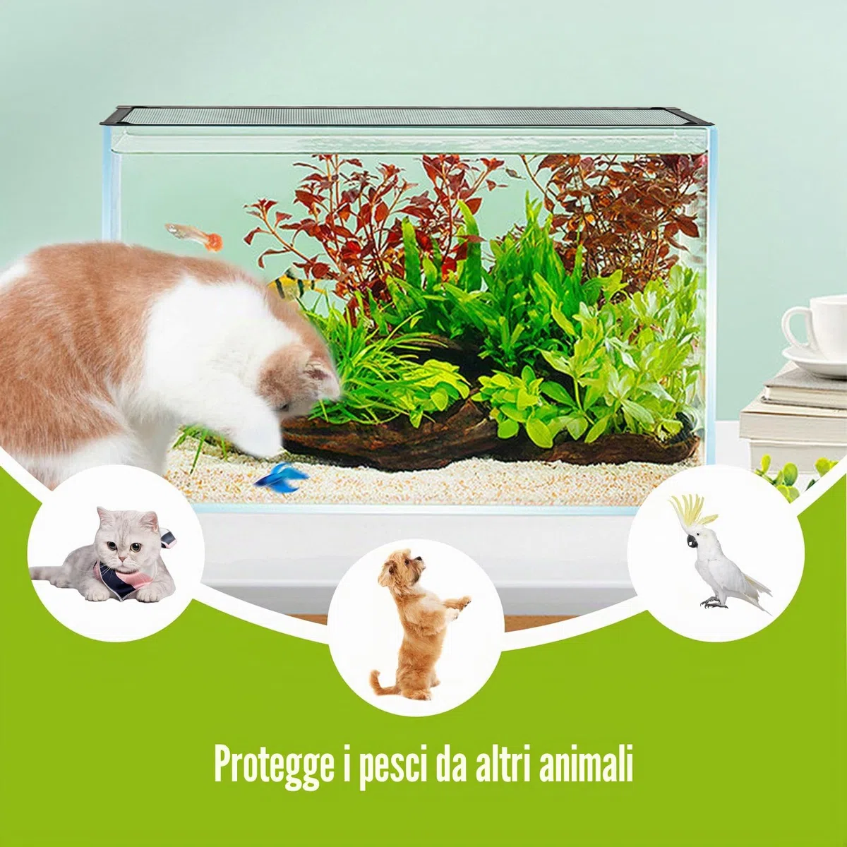 Rete Magnetica per Acquario Magnetic Aquarium Anti-Jumping net Cover Copertura magnetica in rete per Proteggere i pesci che saltano fuori dall'acquario