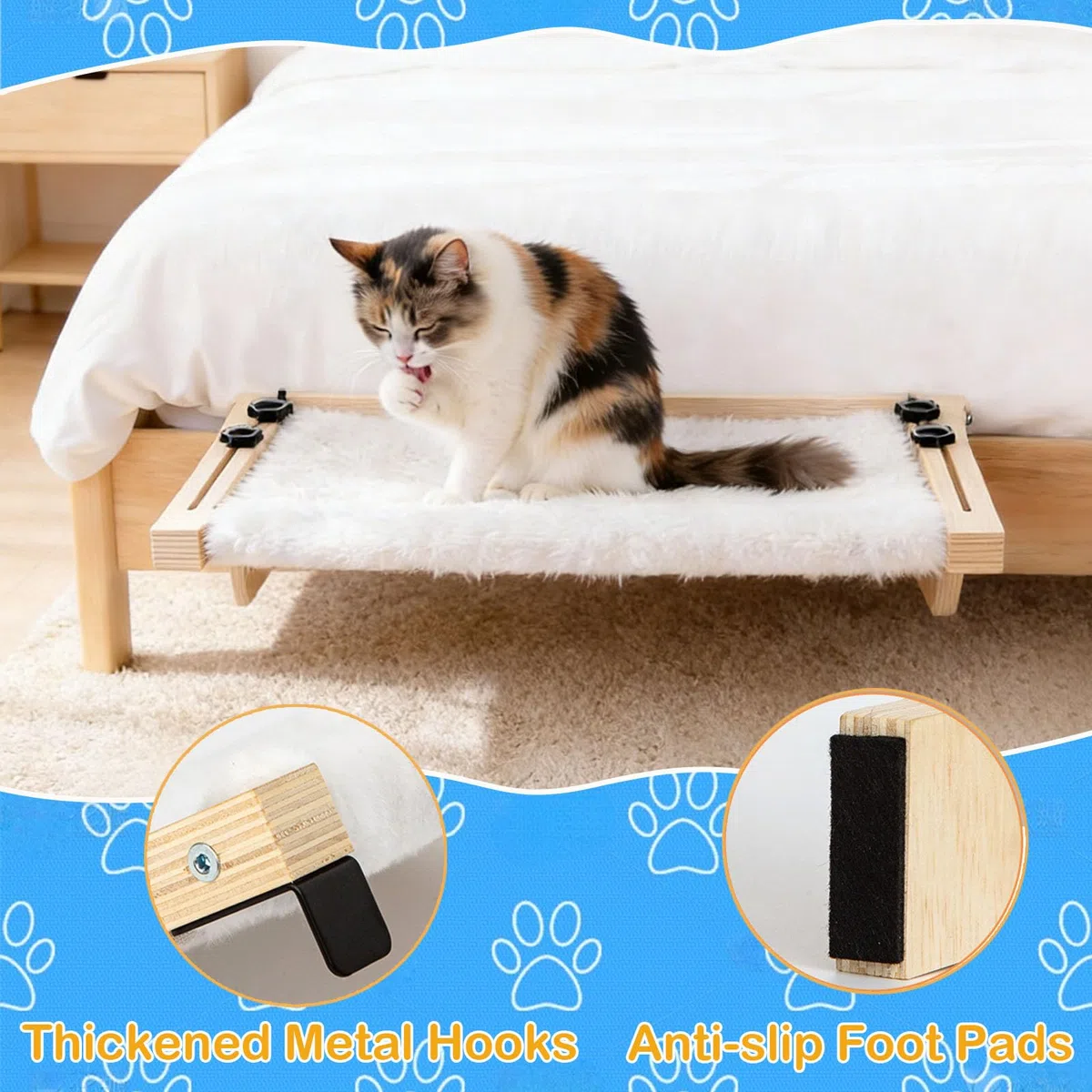 Amaca per gatti termosifone, cuccia gatto termosifone in legno, amacada finestra, sdraio per gatti da davanzale per riscaldare il bordo della cuccia, accessorio per amaca da interno