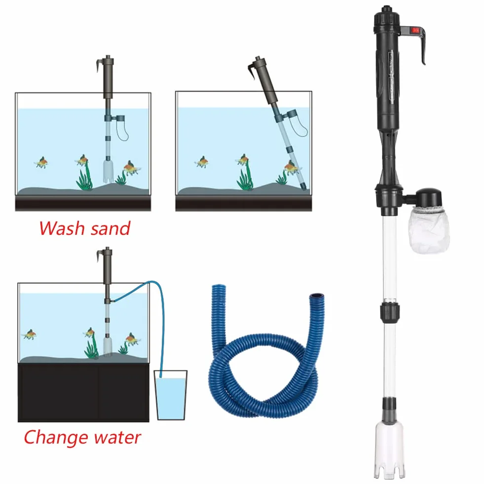 Alnicov Electric Aquarium Fish Tank Sand Gravel Cleaner Automatic Water Changer Extendable Tube Syphon Filter Pump Vacuum