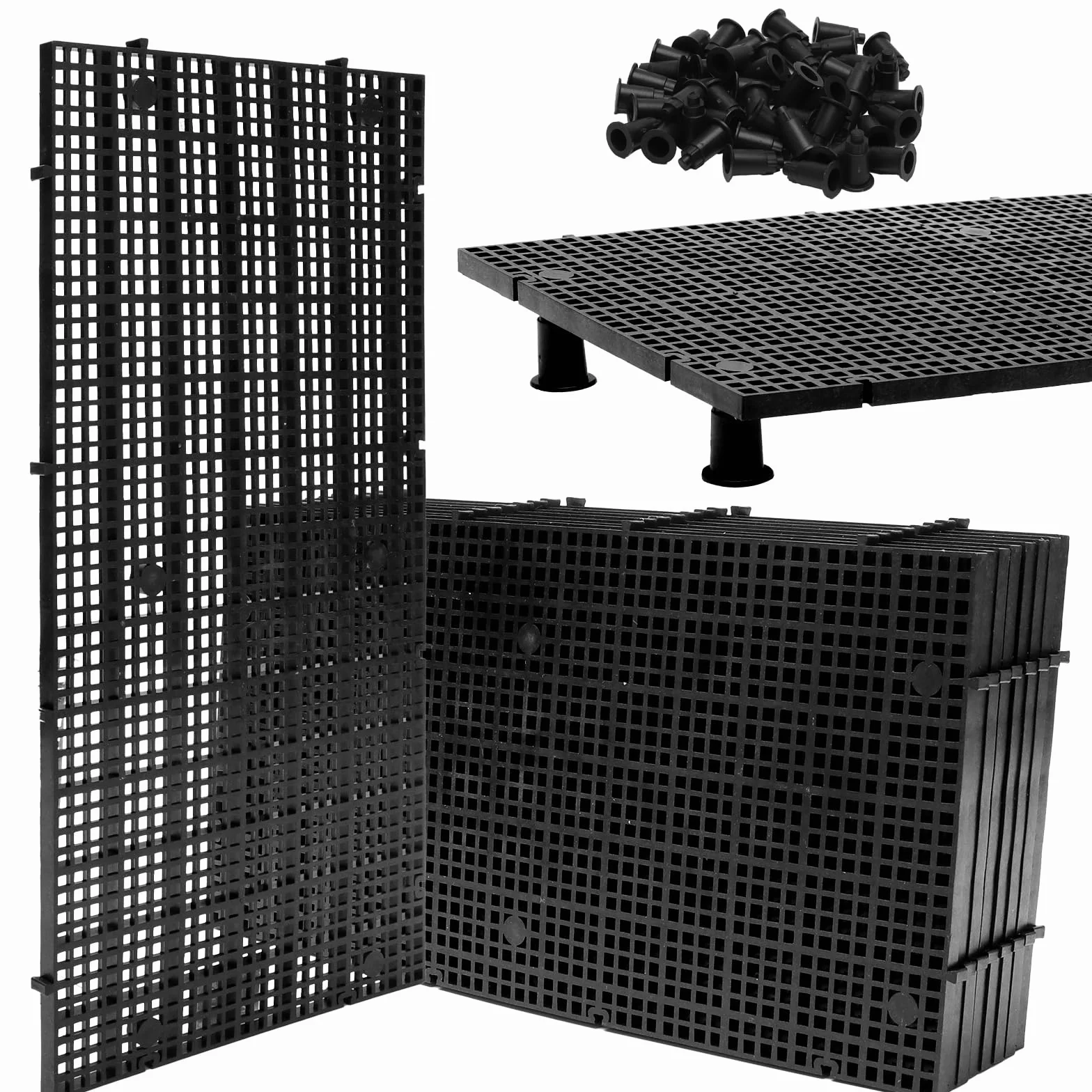 VOSSOT 8 pezzi Griglia in plastica per acquario 30 × 15 cm con 48 staffe e 2 ventose, sottofondo in plastica per acquario, accessori per acquario, tappetino per acquascaping e protezione del pavimento