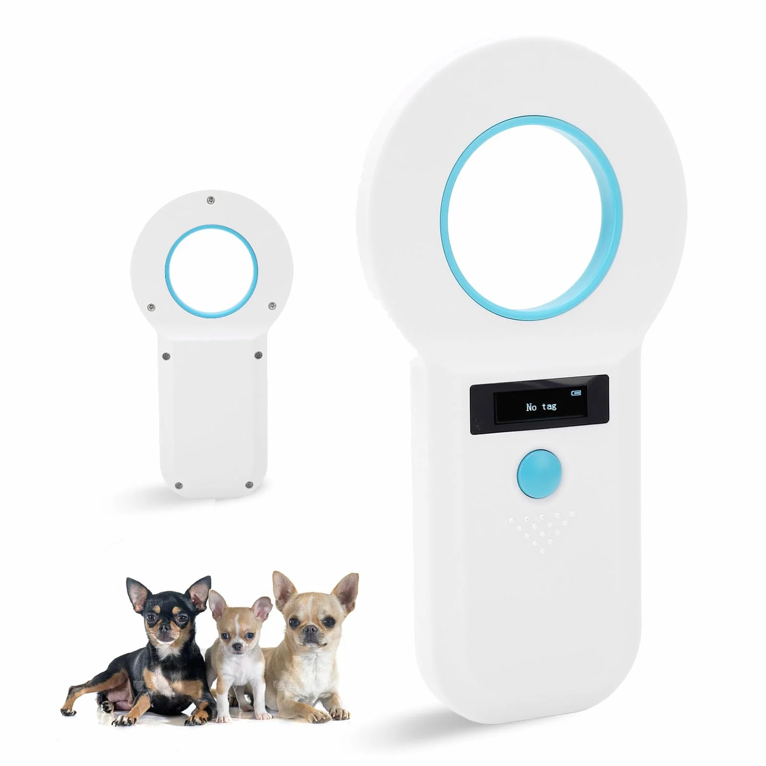 Scanner per Lettore di Microchip per Animali Domestici, Scanner ID Chip per Animali Domestici RFID con 128 Registrazioni di Archiviazione Dati, Scanner per Etichette Animali