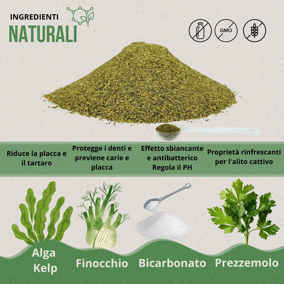 Smilecare - Polvere per alito cattivo 220 g alga Kelp - Alternativa naturale per cani e gatti, migliora il respiro, riduce il tartaro, prevenzione problemi dentali - senza spazzolatura quotidiana
