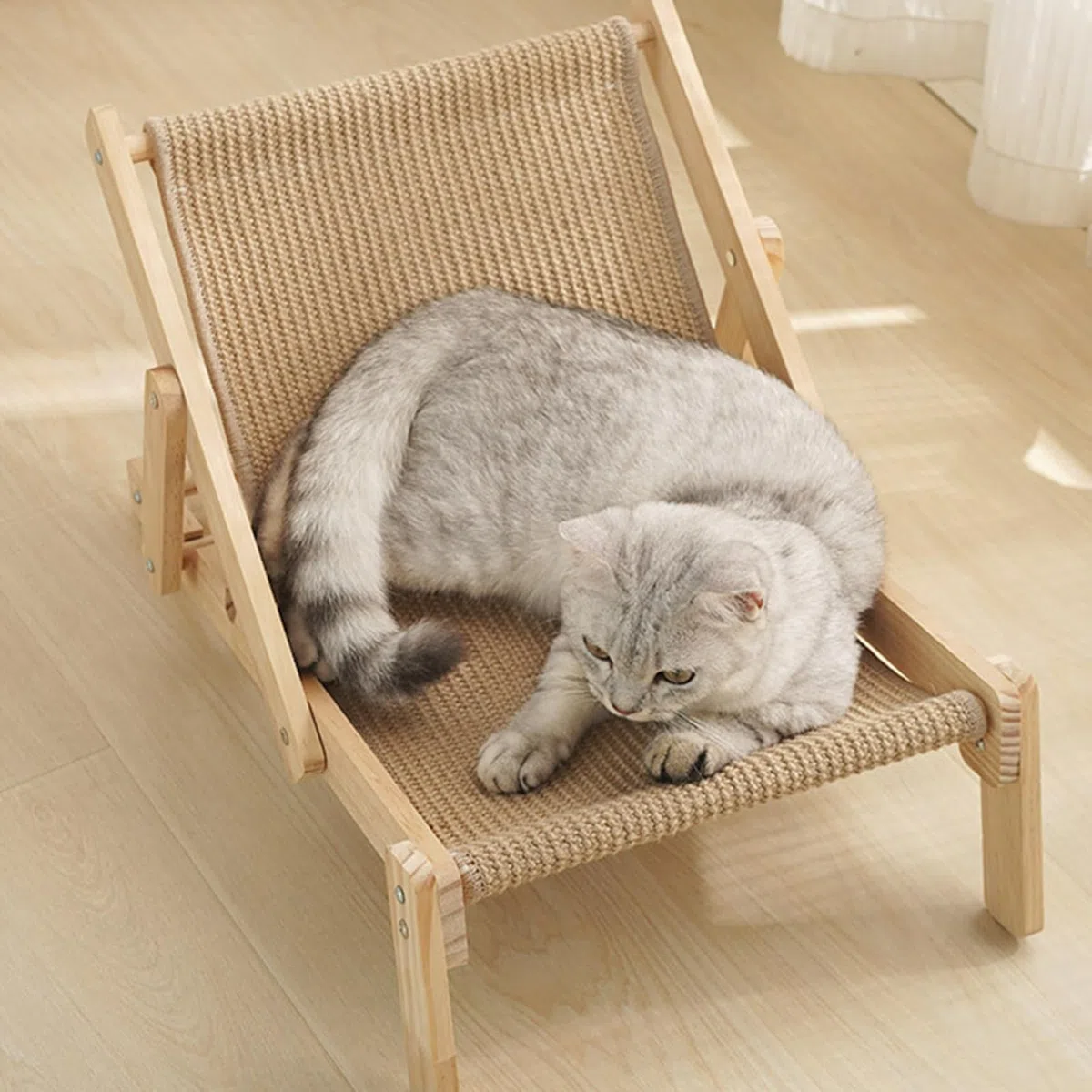Sedia Per Gatti - Lettino Per Micetti In Canapa Sisal | Amaca Per Micini | Brandina Portatile Per Interno | Legno Di Legno Regolabile Elevato Di Gatto | Pieghevole Rialzato Per Gattini