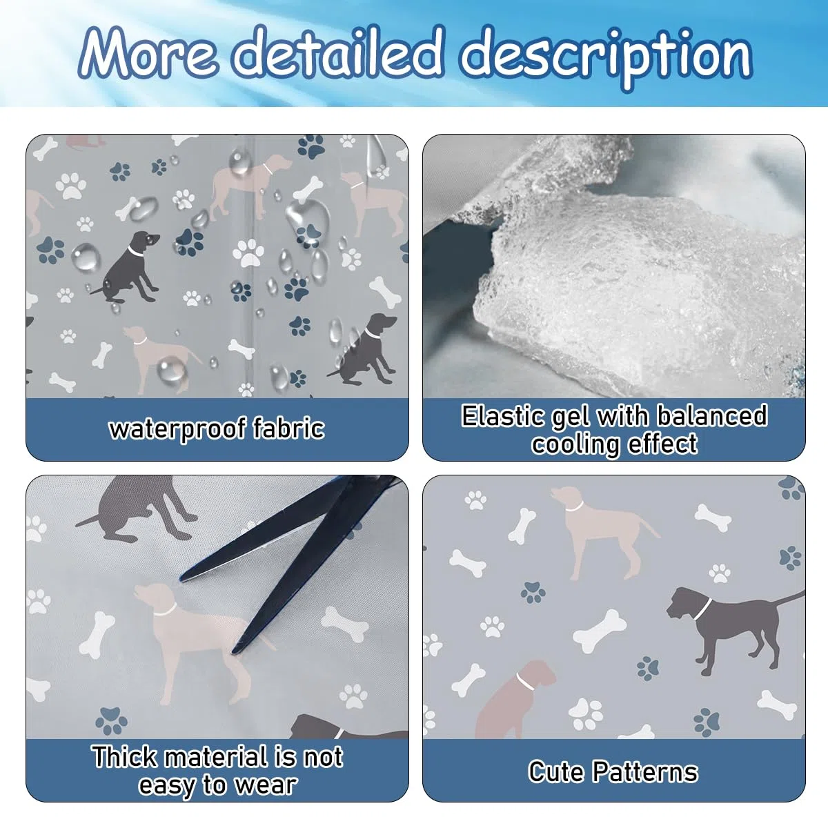Tappetino Refrigerante Cane,60X50cmTappeto Refrigerante per Cani,Tappetino Refrigerante Gatto con Gel Non Tossico,Tappeto Refrigerante per Gatti Mantieni il Tuo Animale Fresco Dentro/Fuori-Grigio